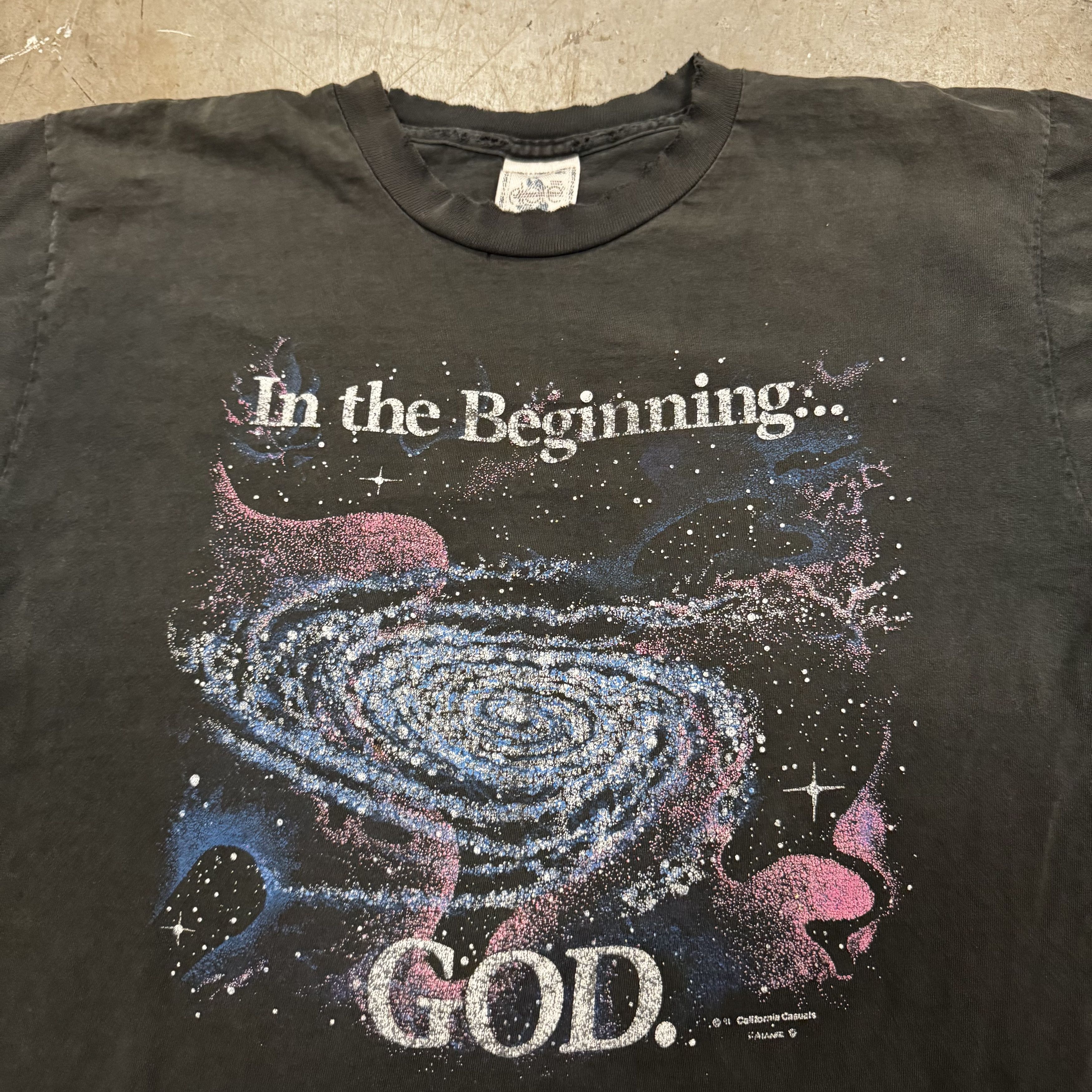 Vintage VTG California Casuals In The Beginning God Galaxy T Shirt Size US L / EU 52-54 / 3 - 2 Thumbnail