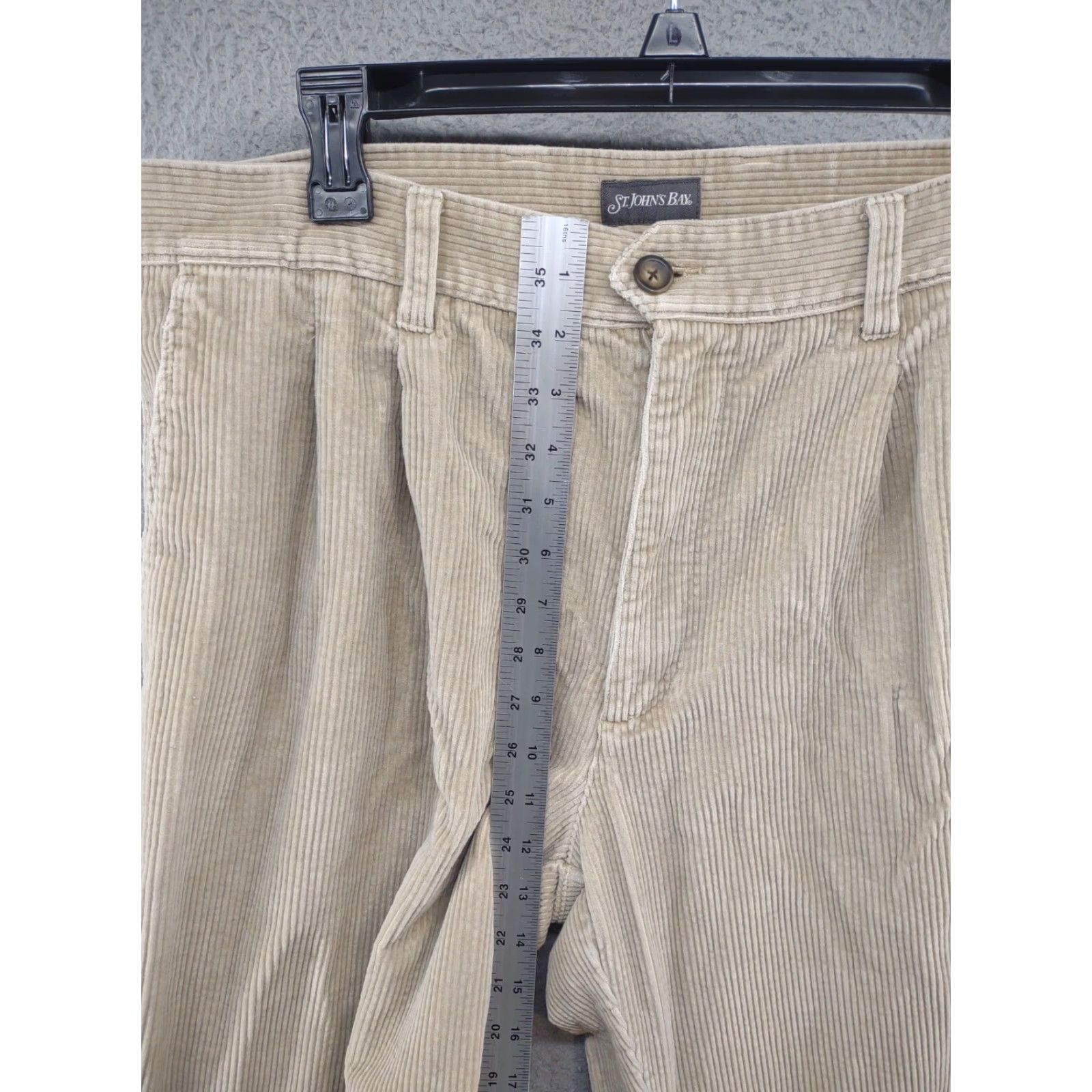 Vintage St. John's Bay Corduroy Pants Men Beige 38x34 Relaxed Fit - Belt Loops, Front Pleated, 34 Inseam, Cotton, Tan Size US 38 / EU 54 - 6 Thumbnail