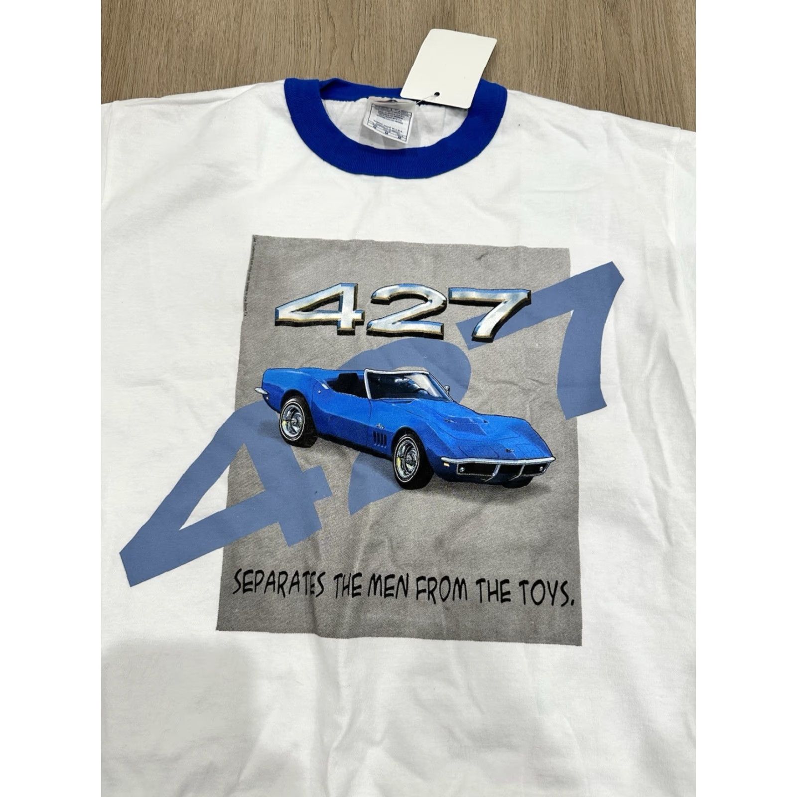 Vintage VINTAGE NWT Corvette Stingray 427 White Ringer GM Shirt Medium Unisex 1990s Graphic Tee Size US M / EU 48-50 / 2 - 4 Thumbnail