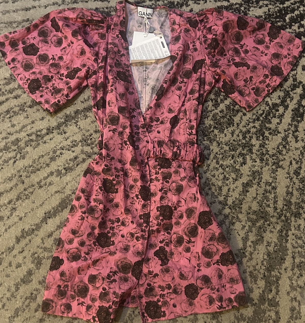 Ganni Ganni Smoking Rose Mini Dress Shocking Pink Size XS / US 0-2 / IT 36-38 - 5 Thumbnail
