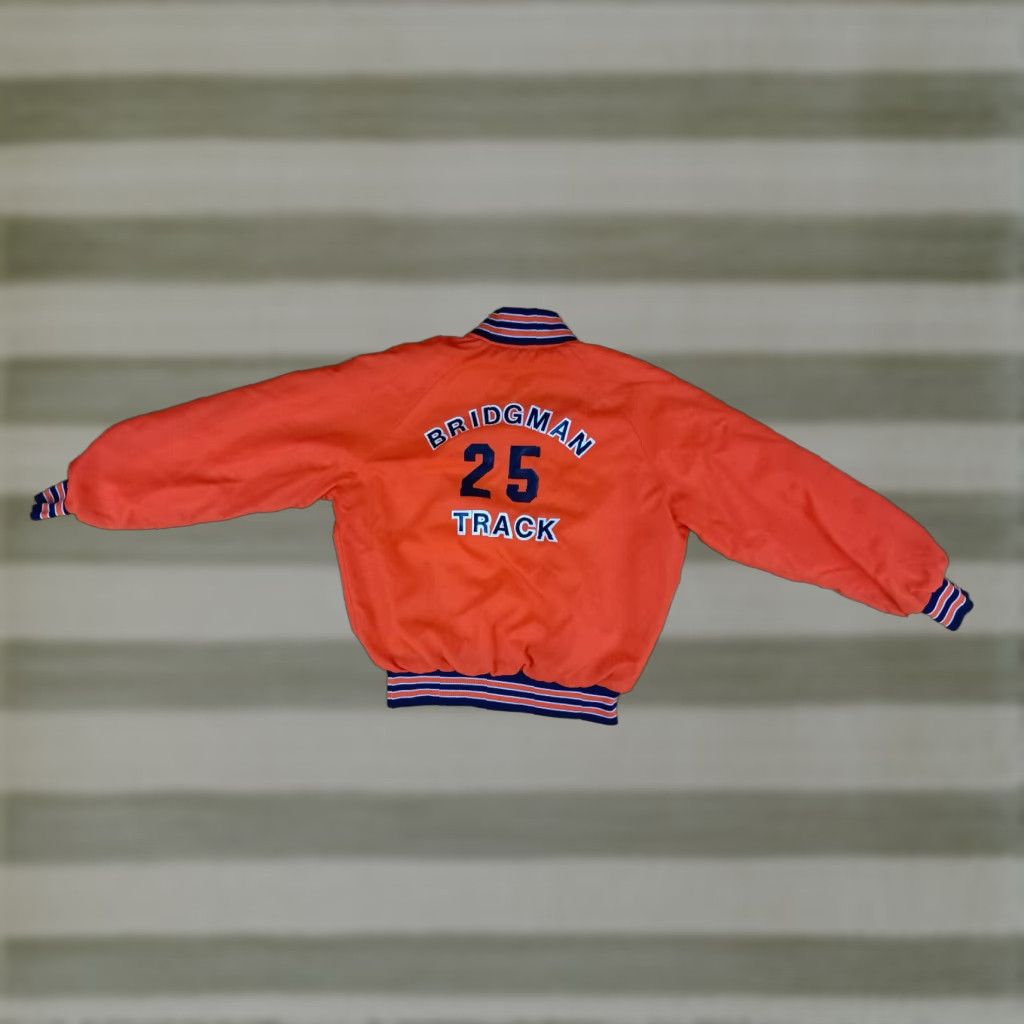 Bridgman Bees 1/4 Zip Track Jacket Windbreaker L Orange 80s Mens Large USA made