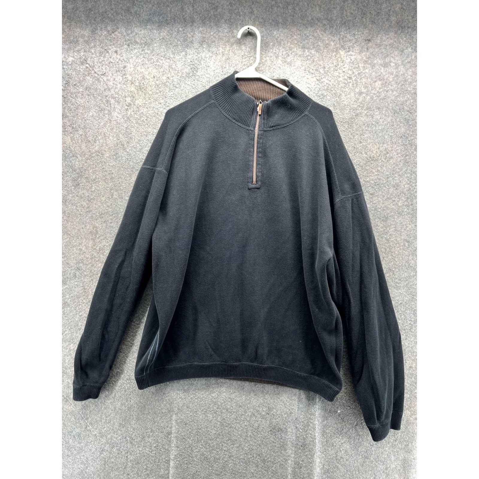 Tommy Bahama Tommy Bahama Sweater Mens XL Brown Black 1/4 Zip Reversible Knit Pullover Size US XL / EU 56 / 4 - 4 Thumbnail