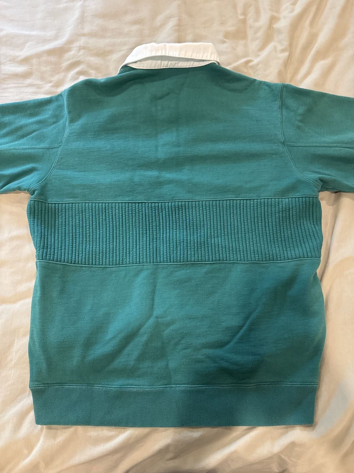 Supreme Supreme Green Rugby Sweatshirt White Collar Logo Pullover Size US M / EU 48-50 / 2 - 2 Thumbnail