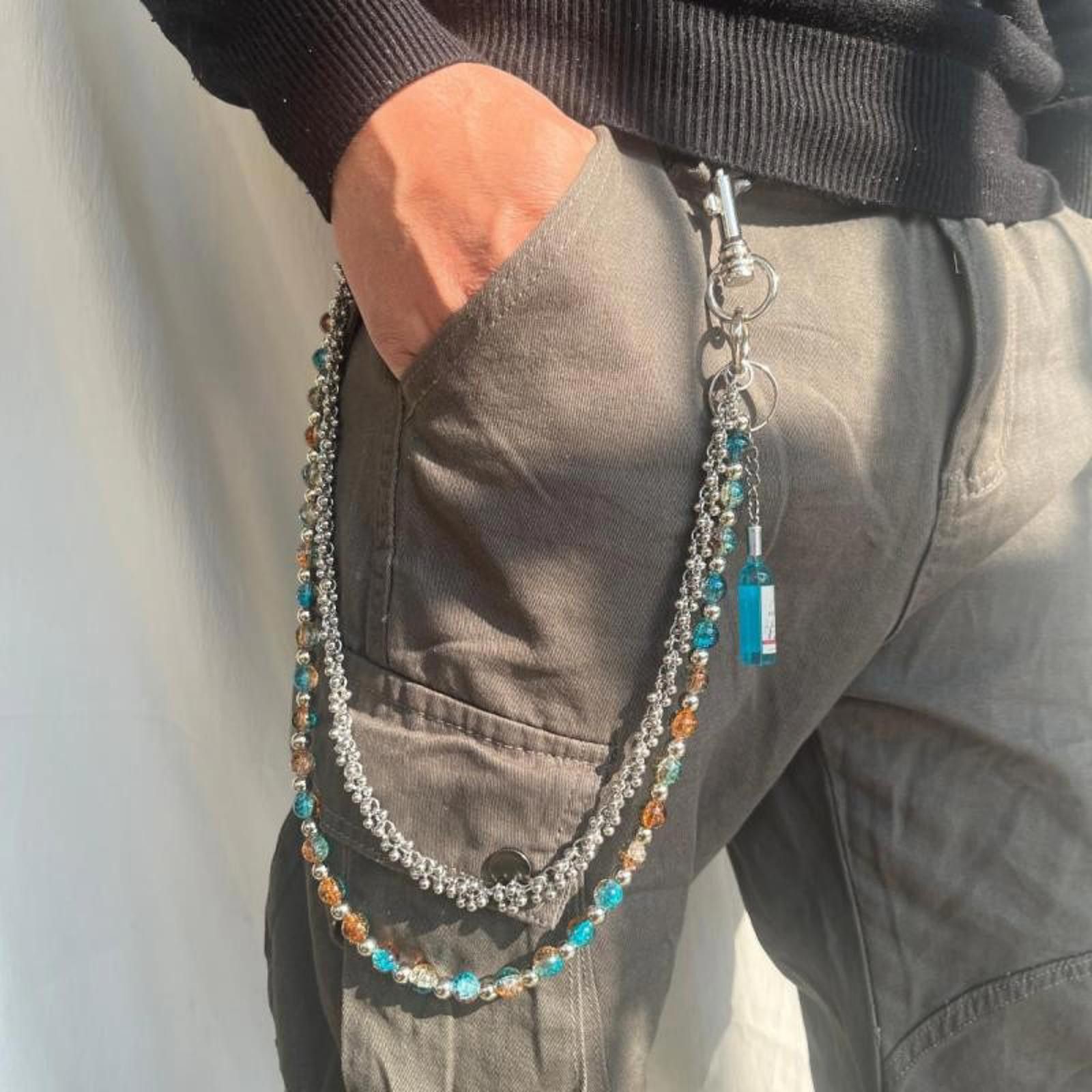 Jewelry Colorful Lucky Beaded Wallet Chain, Pants Chain, Belt Chain Size ONE SIZE - 1 Thumbnail