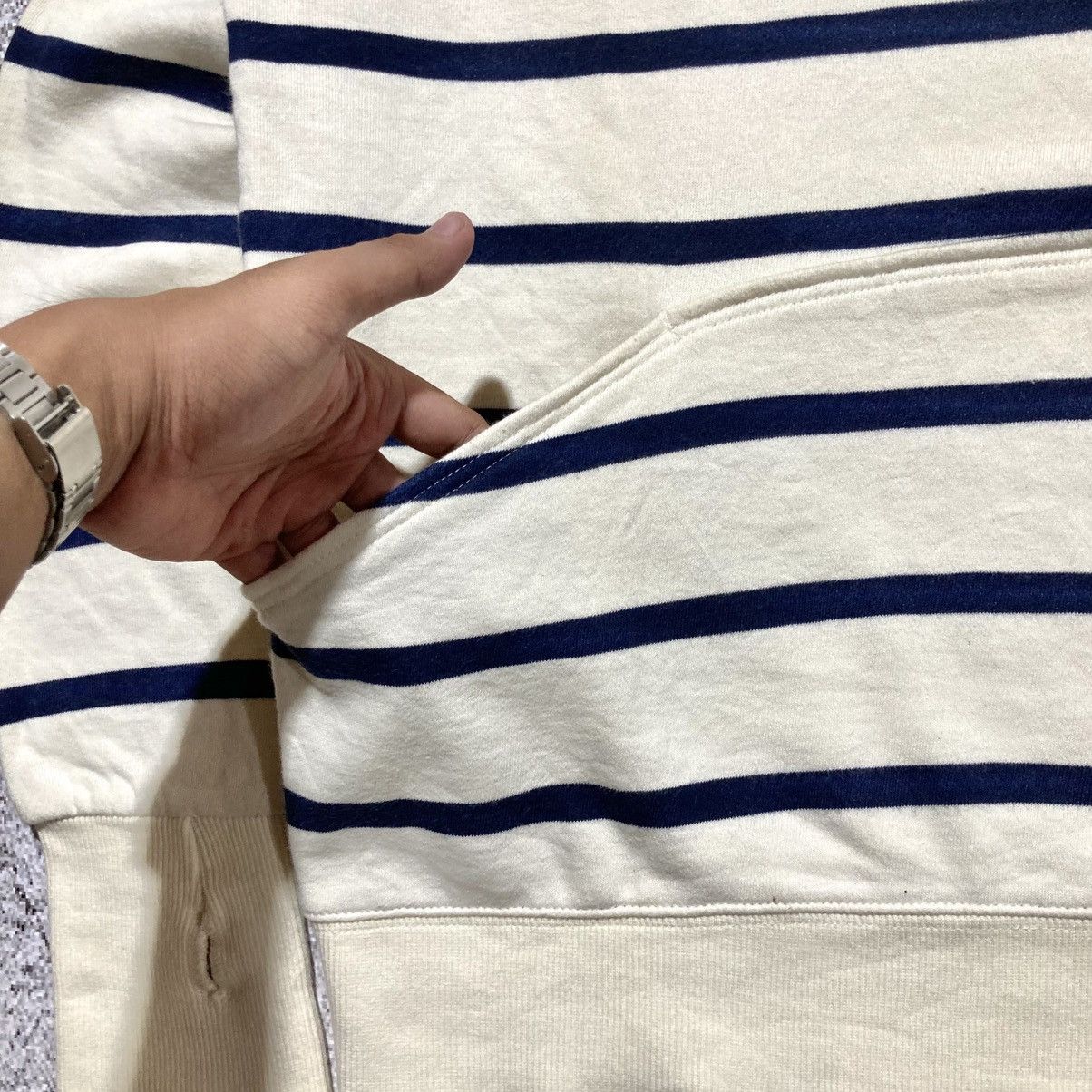 go slow caravan 2000s Go Slow Caravan Striped Unique Hoodie Kapital Style Size US L / EU 52-54 / 3 - 10 Thumbnail