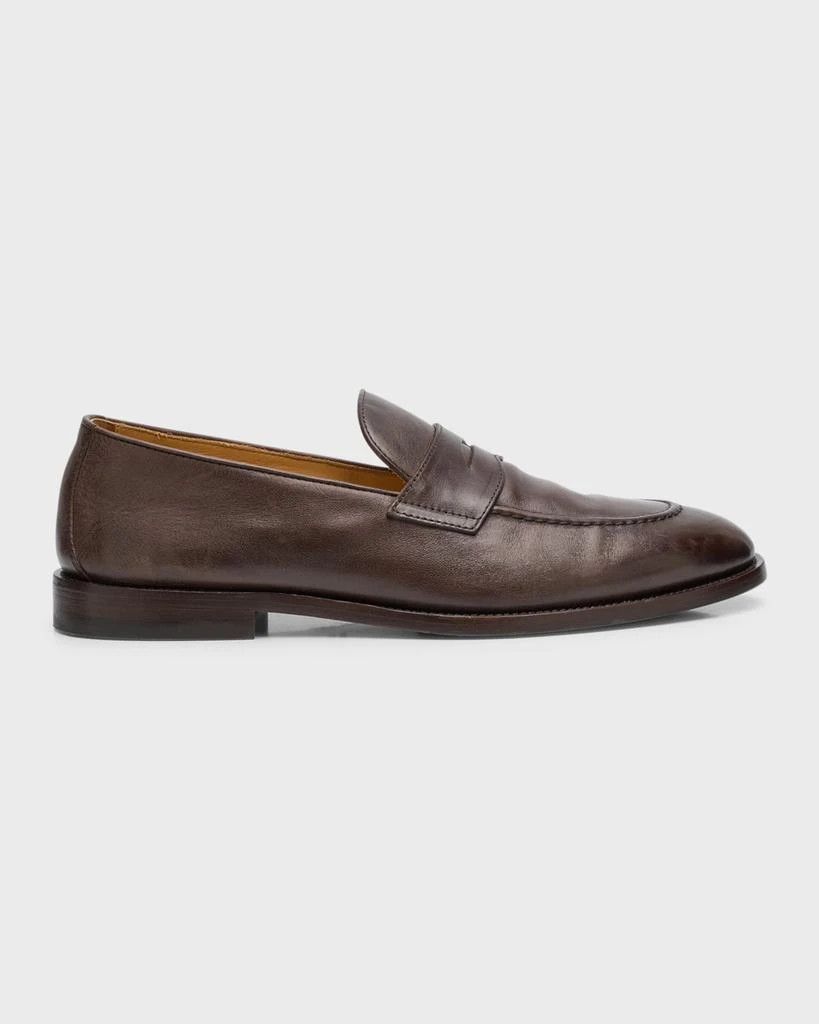 Brunello Cucinelli o1w1db10725 Leather Penny Loafer in Dark Brown Size US 11 / EU 44 - 1 Thumbnail