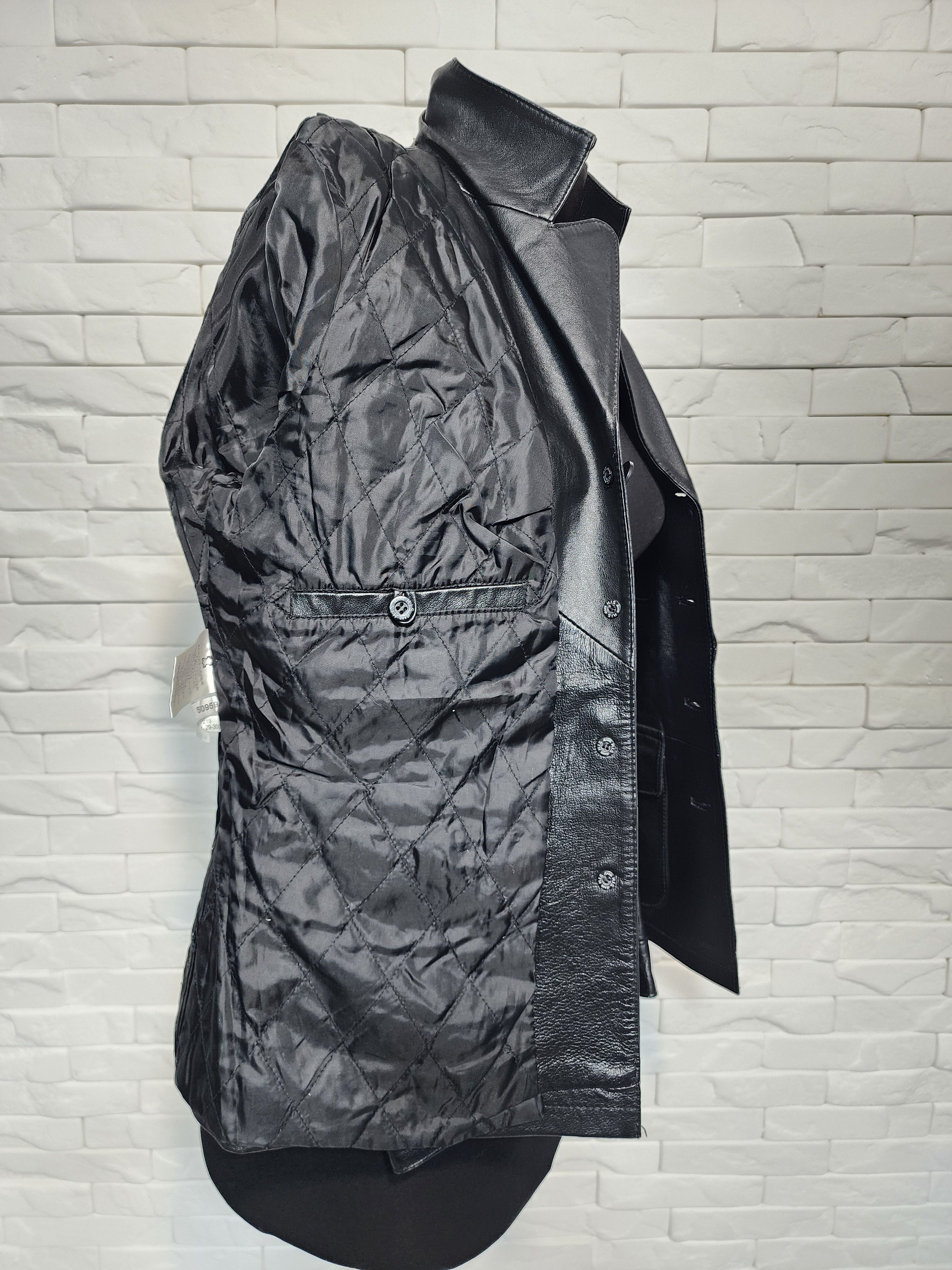 Genuine Leather Black Leather Jacket: Buttoned Women's Coat Size M / US 6-8 / IT 42-44 - 9 Thumbnail