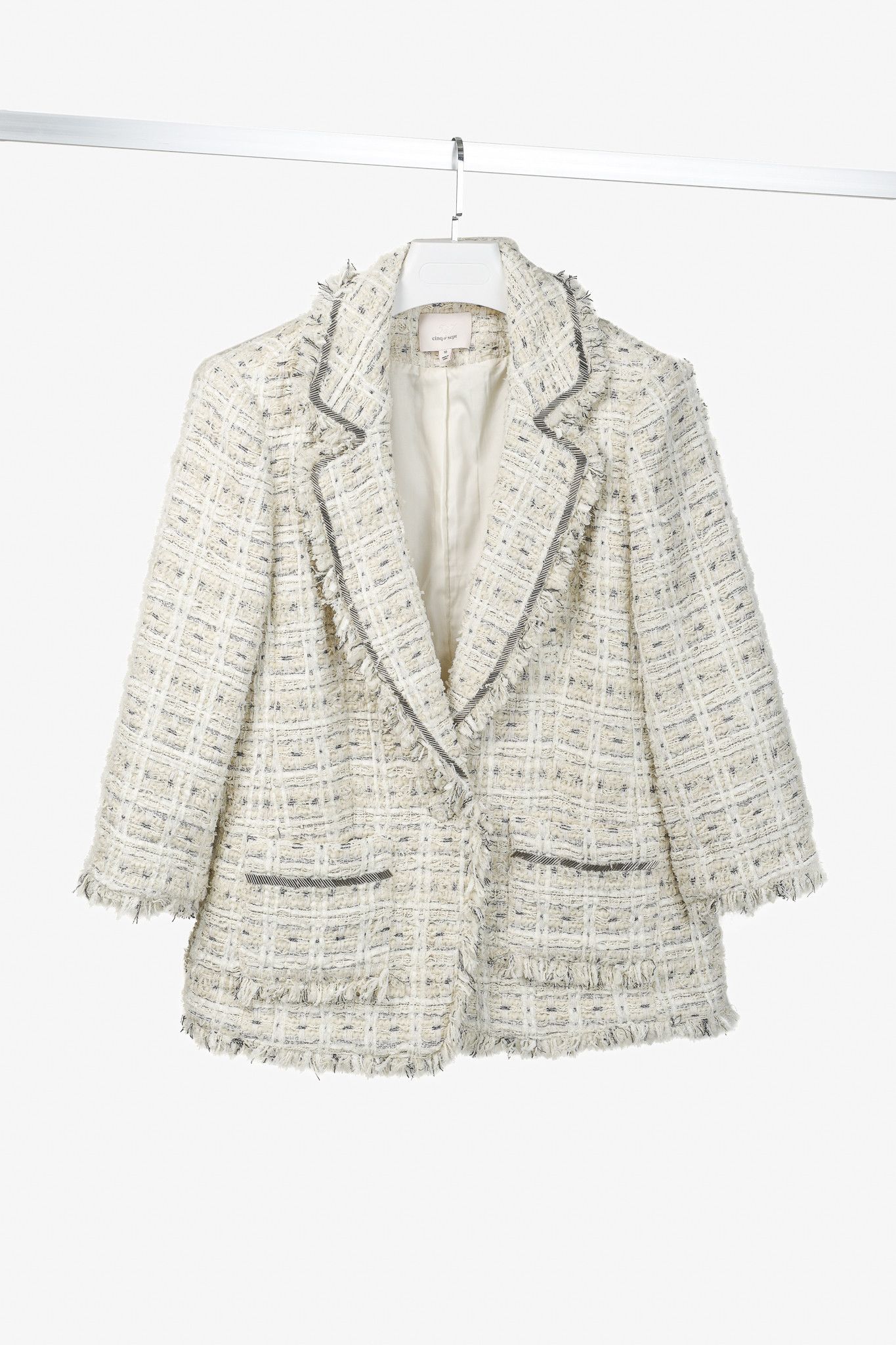 Cinq a Sept Cinq a Sept Maddie Ivory Metallic Beaded Tweed Blazer Size M / US 6-8 / IT 42-44 - 1 Thumbnail