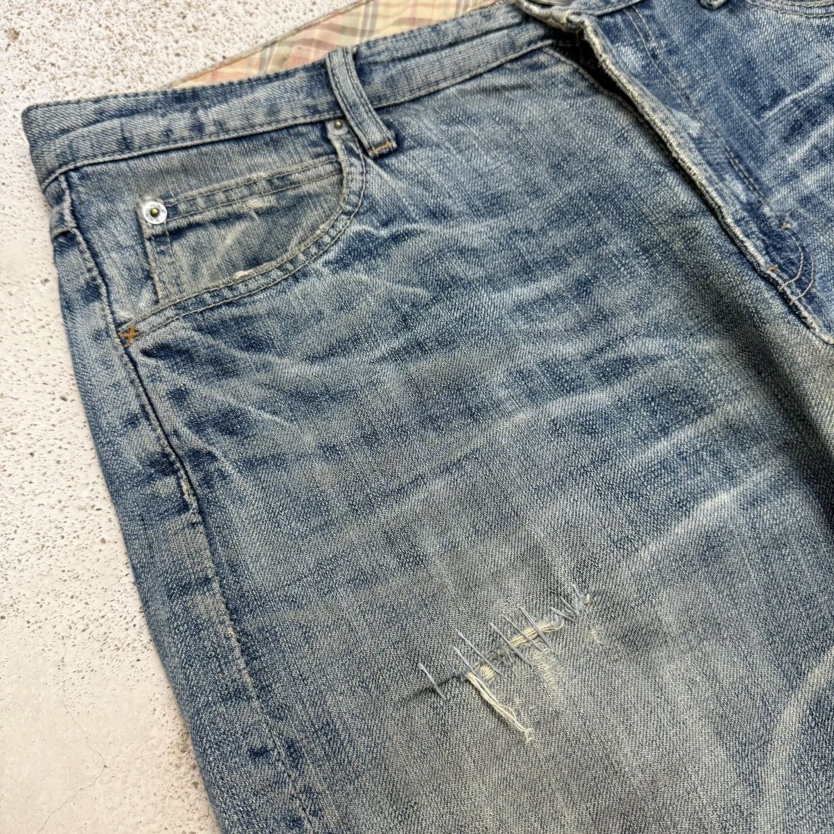 Japanese Brand R. Newbold Distressed Stitching Paint Splitter Denim Pants Size US 33 - 8 Thumbnail
