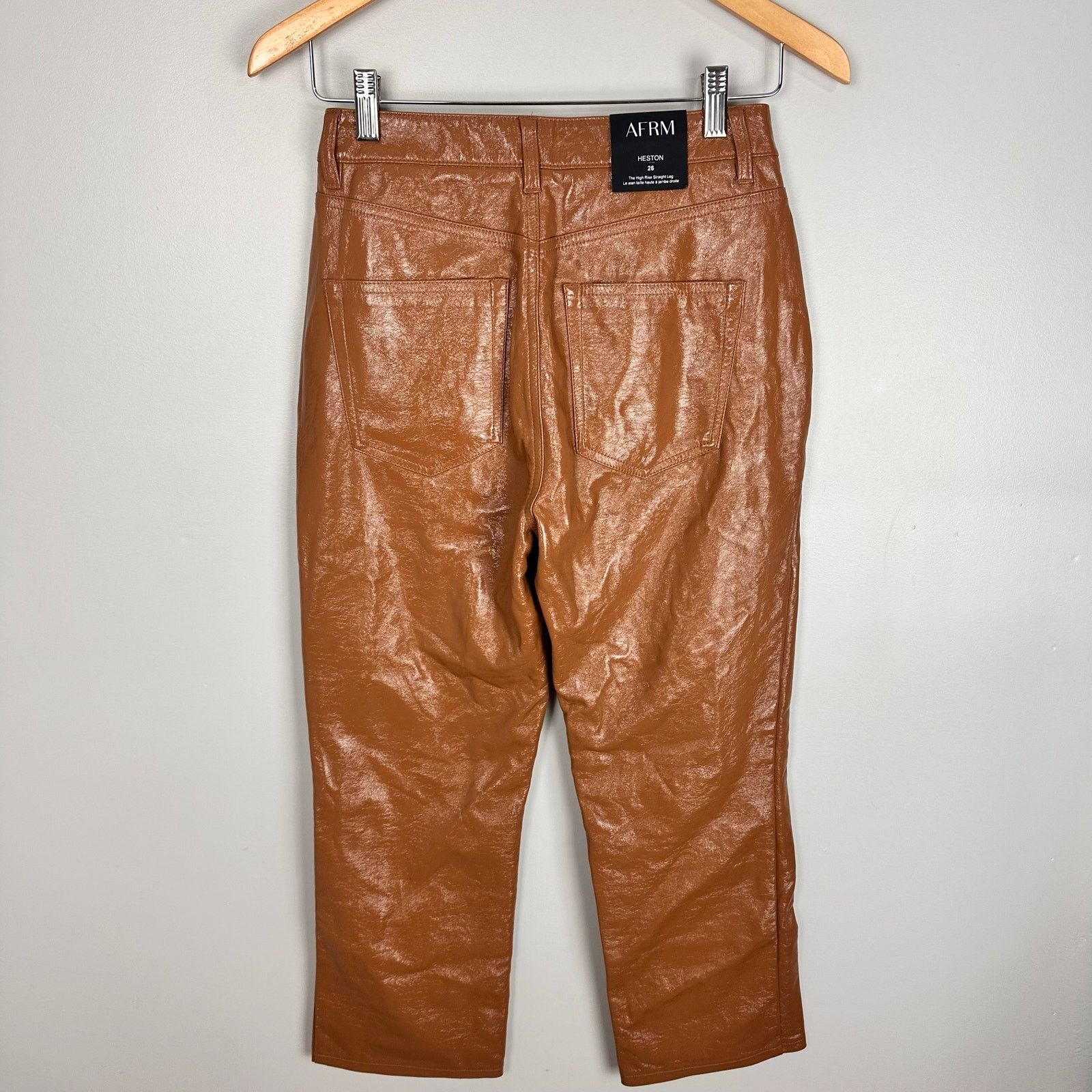 Other AFRM Revolve Heston Faux Camel Leather High Rise Pants 26 Size 26" / US 2 / IT 38 - 5 Thumbnail