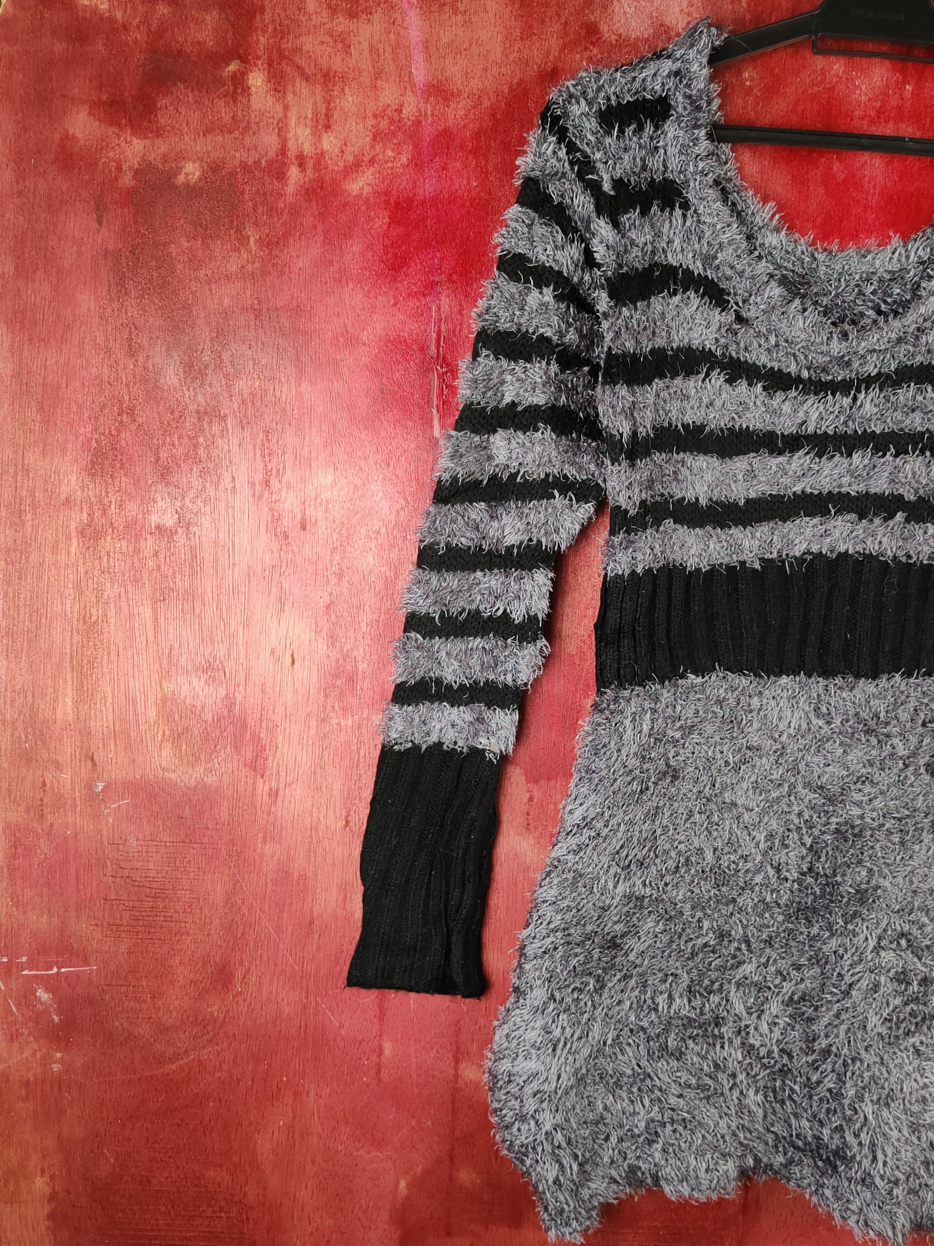Homespun Knitwear × Japanese Brand × Vintage Edge Line Dark Gray Shag Shaggy Fur Mohair Knitwear #S1976 Size XS / US 0-2 / IT 36-38 - 3 Thumbnail