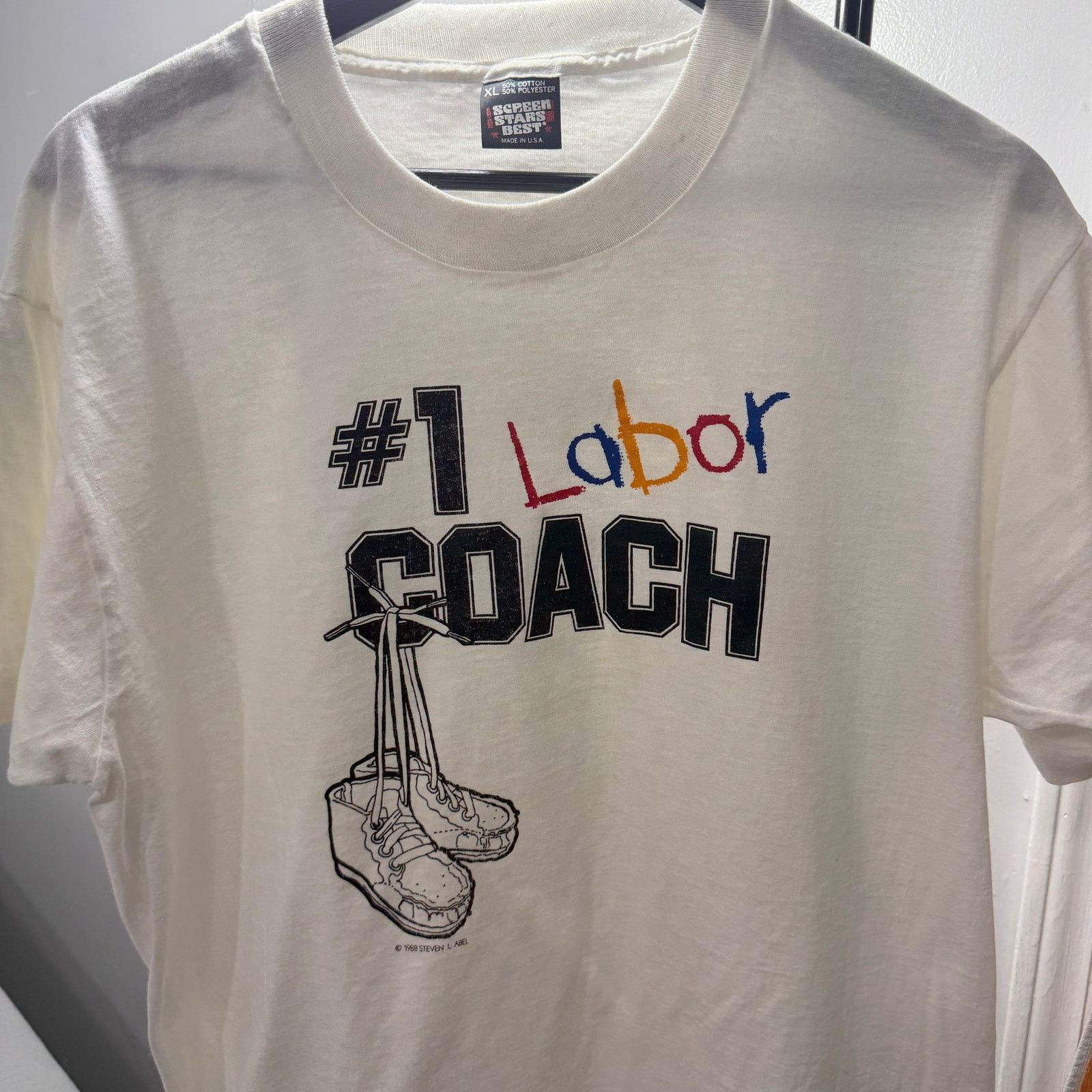 Vintage Vintage #1 Labor Coach Shirt Extra Large Single Stitch 80s Size US XL / EU 56 / 4 - 1 Thumbnail