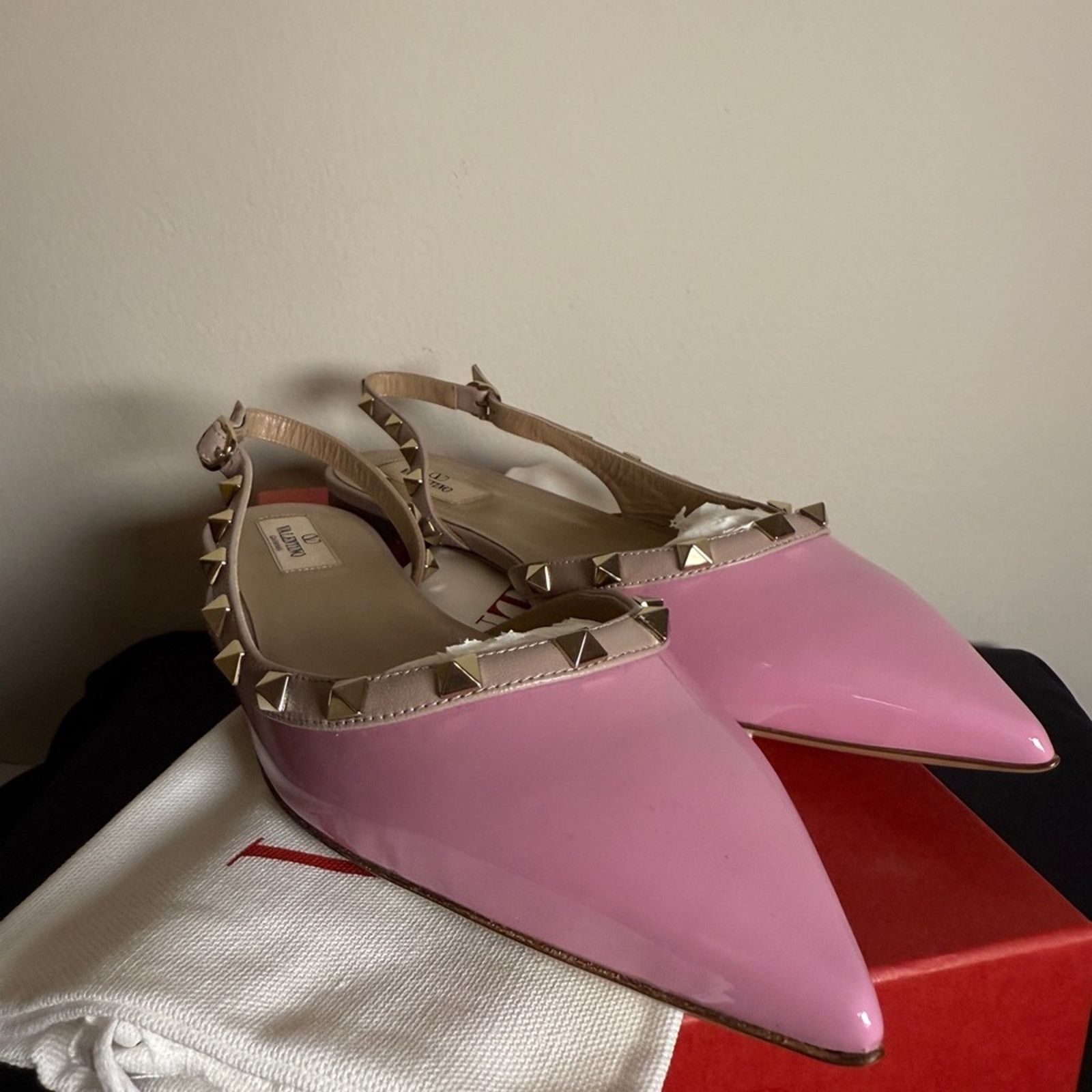 Valentino Valentino Pink Studded Slingback flats Size US 6 / IT 36 - 4 Thumbnail