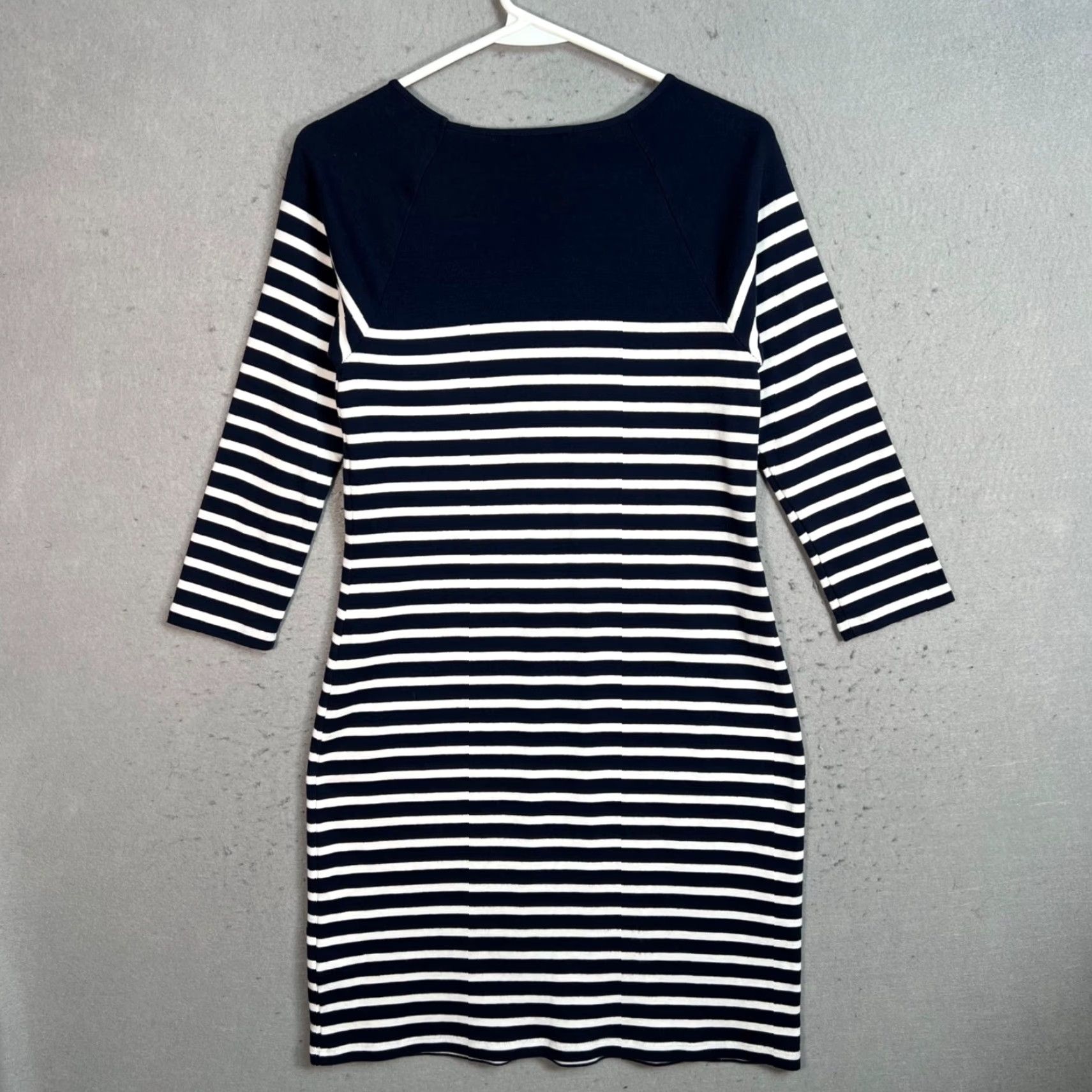 Ralph Lauren LAUREN RALPH LAUREN Navy Striped Midi Dress 3/4 Sleeve A-Line Women's Medium Size M / US 6-8 / IT 42-44 - 2 Thumbnail