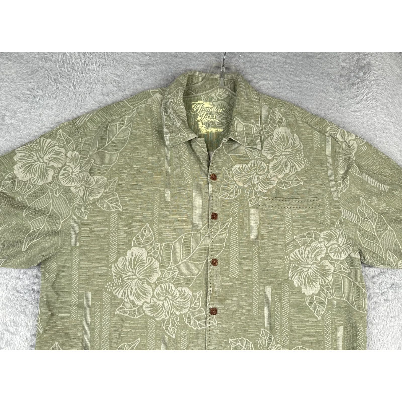 Vintage VINTAGE Jamaica Jaxx Shirt Men Extra Large Green Floral 100% Silk Button Up Hawaiian Size US XL / EU 56 / 4 - 4 Thumbnail