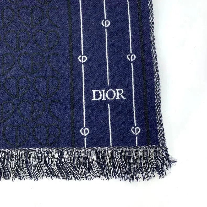 Other Dior Blue CD Embroidered Wool Scarf. Size ONE SIZE - 3 Thumbnail