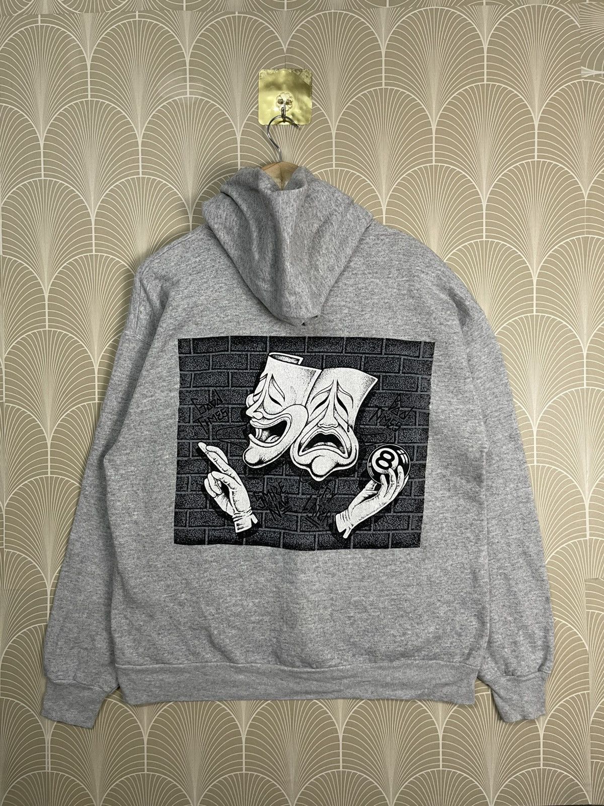 Vintage 🎱90s GONZALES GRAPHIC “SMILE NOW CRY LATER” HOODIE 8 BALL Size US XL / EU 56 / 4 - 1 Thumbnail