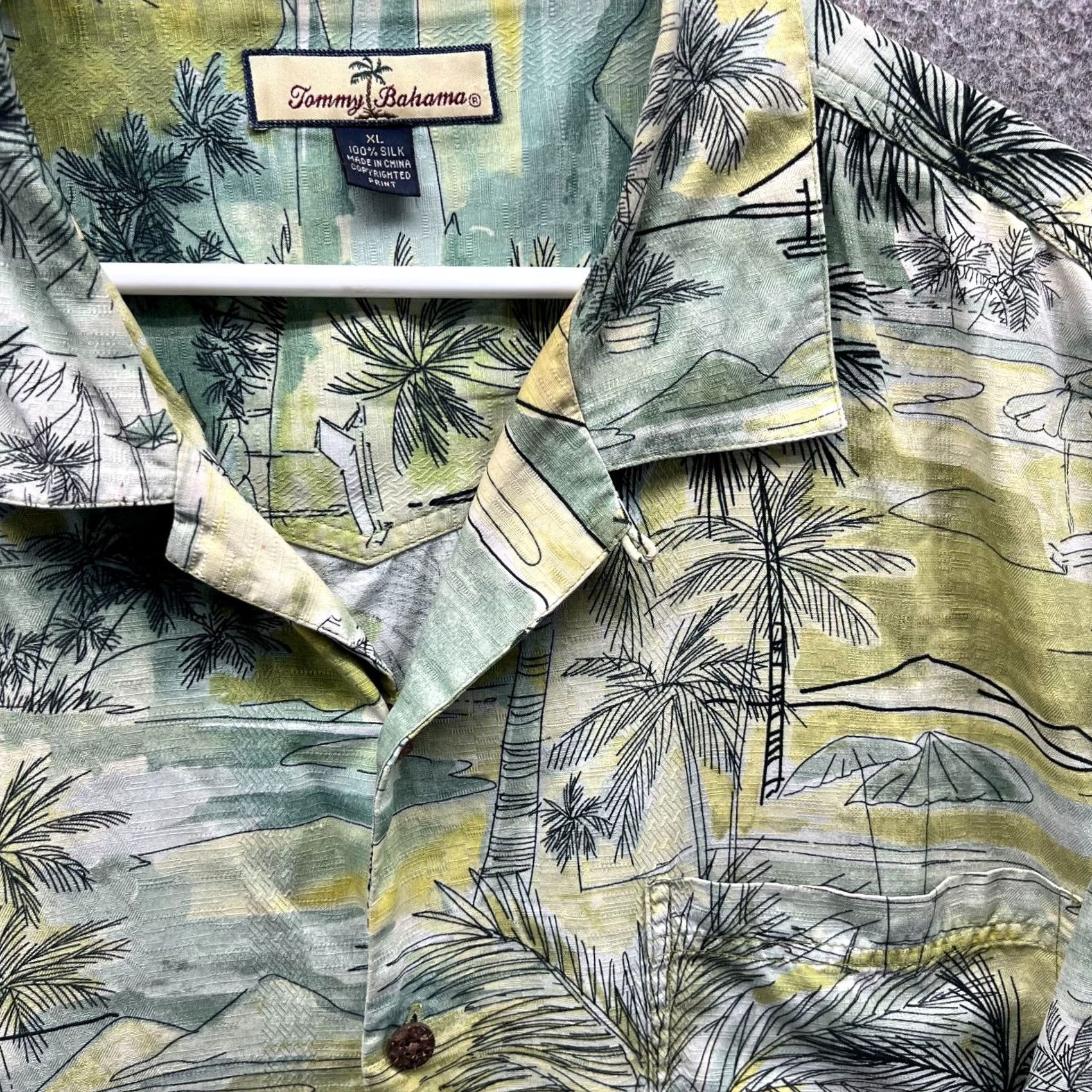 Tommy Bahama VINTAGE Tommy Bahama Shirt Mens XL Green Men Hawaiian Camp Silk Palm Trees Paradise Button Size US XL / EU 56 / 4 - 7 Thumbnail