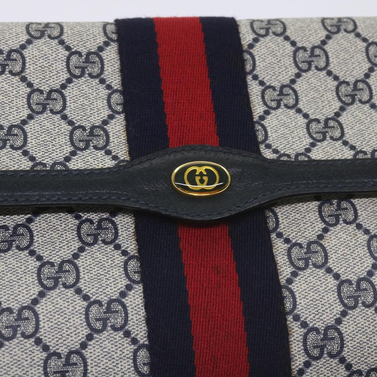 Gucci GUCCI GG Supreme Sherry Line Clutch Bag Pvc Red Navy 89 01 Size ONE SIZE - 12 Thumbnail