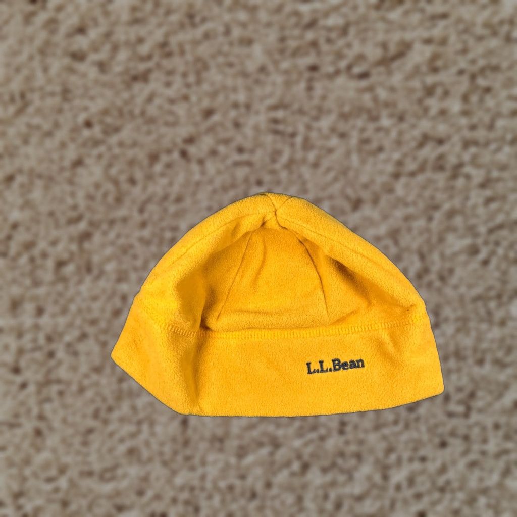 Vintage L.L. Bean Beanie Toque Hat Unisex Adults Yellow 100% Polyester Fleece Striped Knit Winter Winter Ski Logo Size US M / EU 48-50 / 2 - 1 Thumbnail