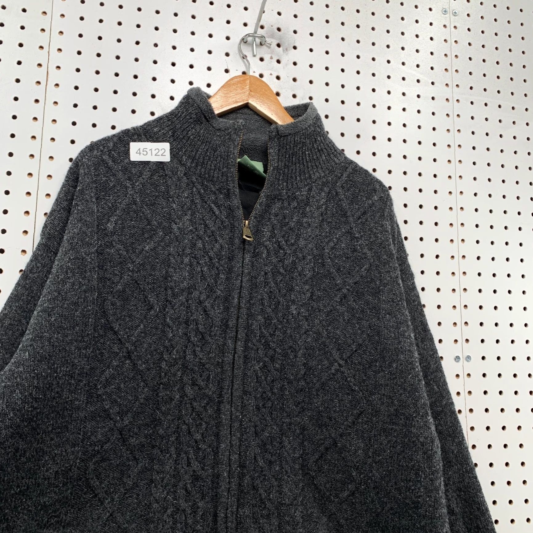 Vintage VINTAGE ARAN Sweater Wool Cardigan L Large Gray Aran Crafts Mens Wool Zip Jacket IRISH Fisherman Knit Crew Neck Cable Knit Winter Fall Spring Casual Size US L / EU 52-54 / 3 - 3 Thumbnail