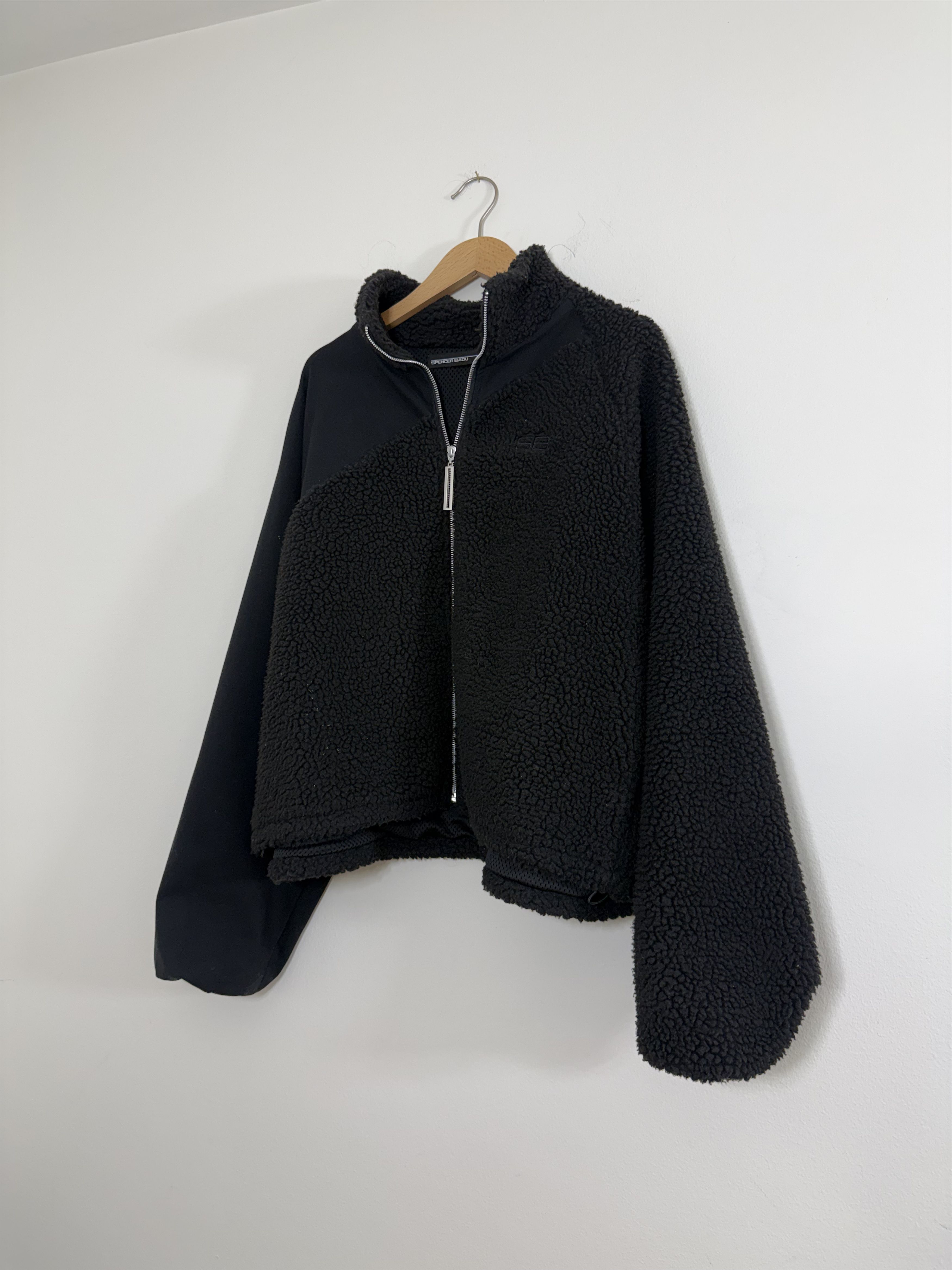 SPENCER BADU Black Asymmetrical Fleece Boxy/Cropped Jacket Size US L / EU 52-54 / 3 - 2 Thumbnail