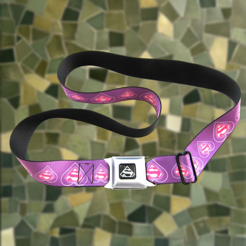 Vintage Buckle-Down Buckle Up Seat Belt Superman Purple Waist Belt Women's One Size Buckle-Down Belt Size ONE SIZE - 1 Thumbnail