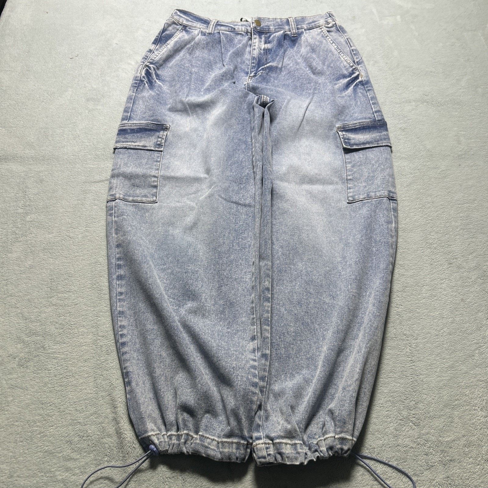 Wrangler 2000s Beyond Baggy Cargo Jeans Medium 34x27 Wide Strap Leg Size 30" / US 8 / IT 44 - 4 Thumbnail