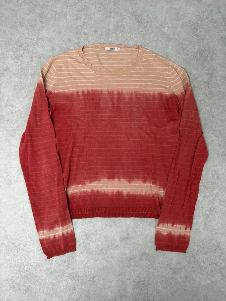 Prada 2000s Prada Beige & Red Gradient Striped Sweater Size S / US 4 / IT 40 - 3 Thumbnail