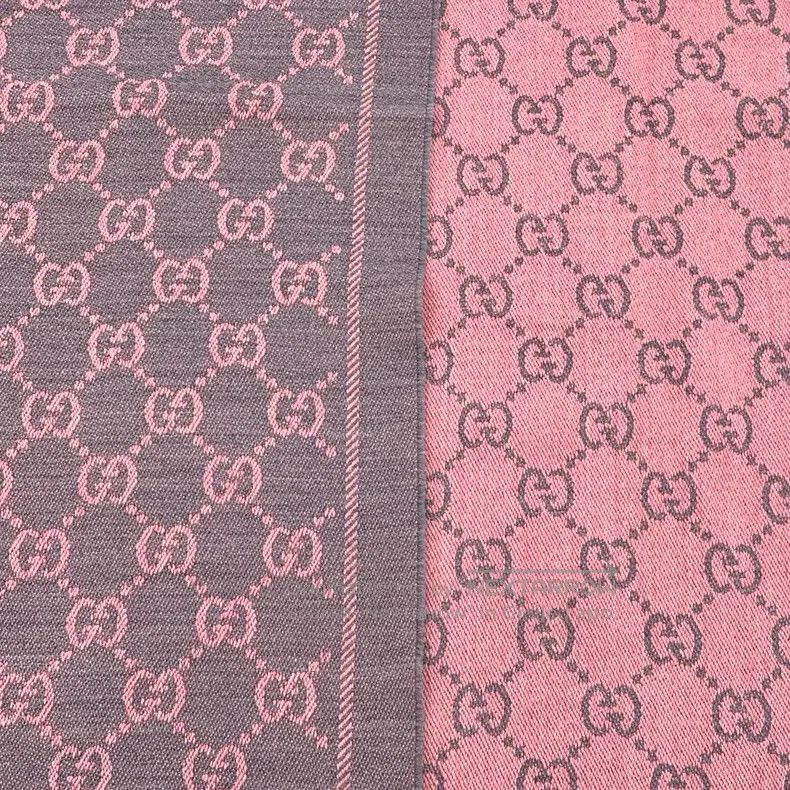 Gucci Gucci Pink logo jacquard full print wool tassel scarf Size ONE SIZE - 7 Thumbnail
