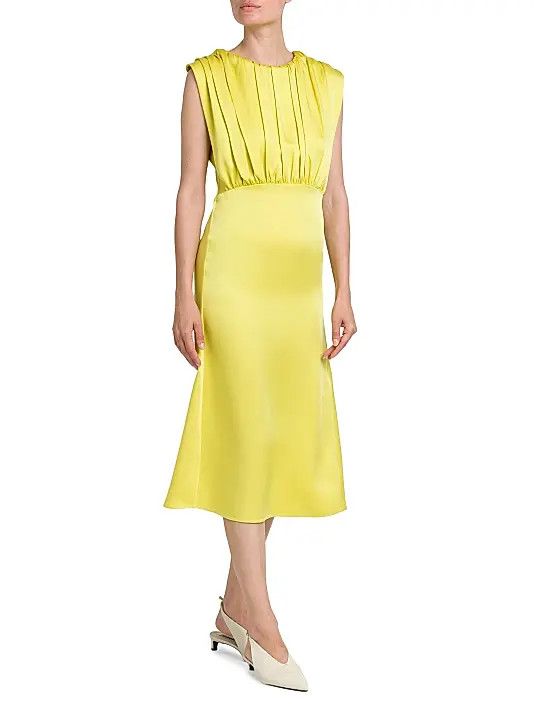 Jil Sander o1y0925 Sleeveless Midi Dress in Lime Green Size M / US 6-8 / IT 42-44 - 3 Thumbnail