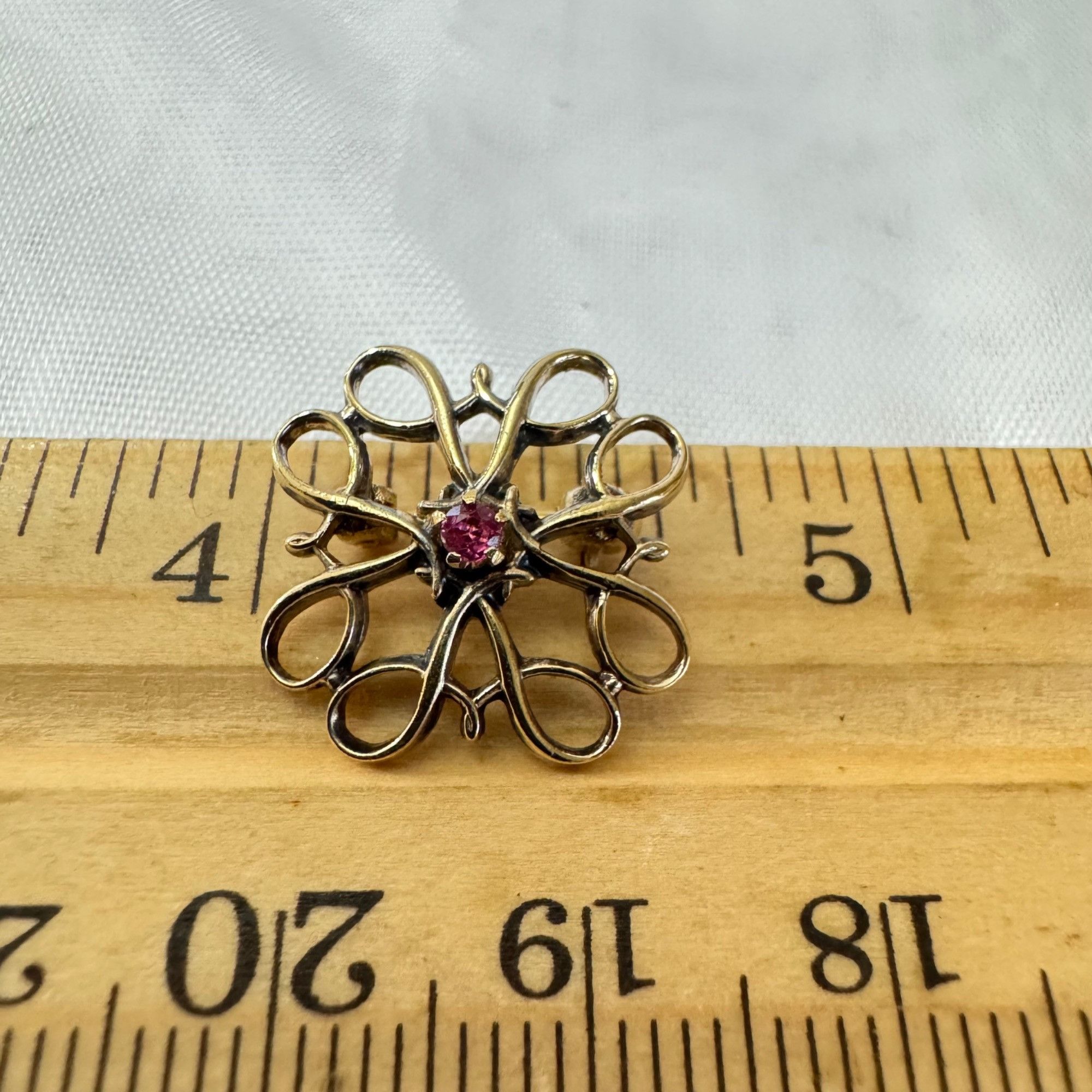 Vintage Gold Over Sterling Silver 925 Geometric Spinel Prong Set Sta Size ONE SIZE - 6 Thumbnail