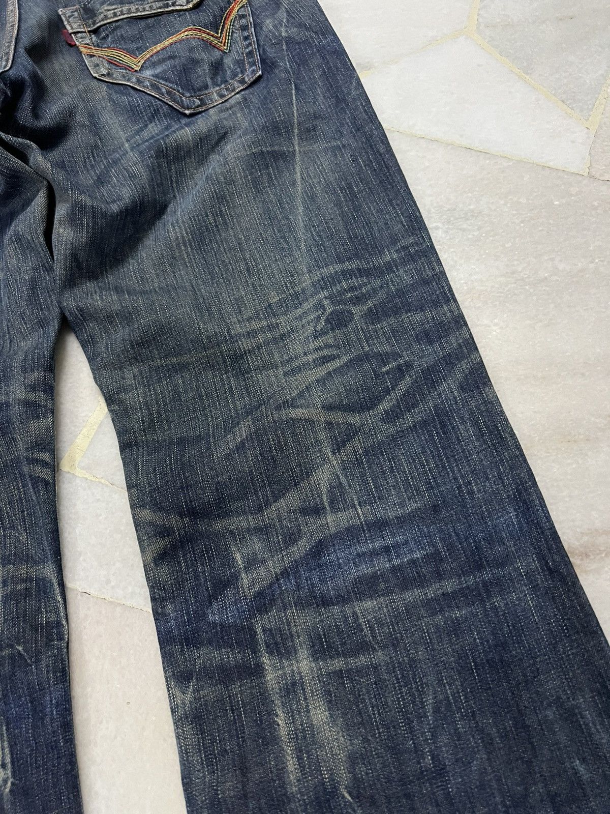 Edwin 💥Flare💥Edwin 503 Blue Trip Claw Mud Wash Jeans Size US 33 - 18 Thumbnail