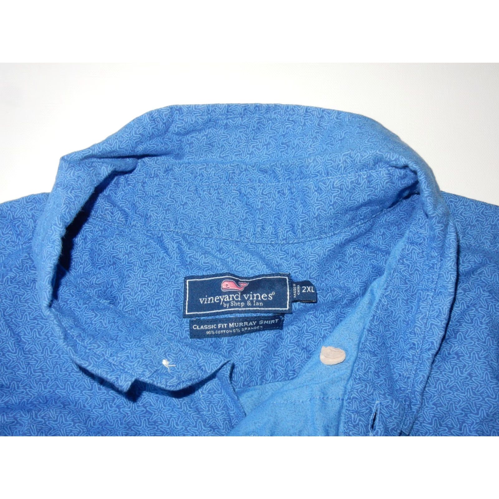 Vineyard Vines Vineyard Vines Men's Button Front Shirt Short Sleeve 2XL Blue Cotton Starfish Size US XXL / EU 58 / 5 - 4 Thumbnail