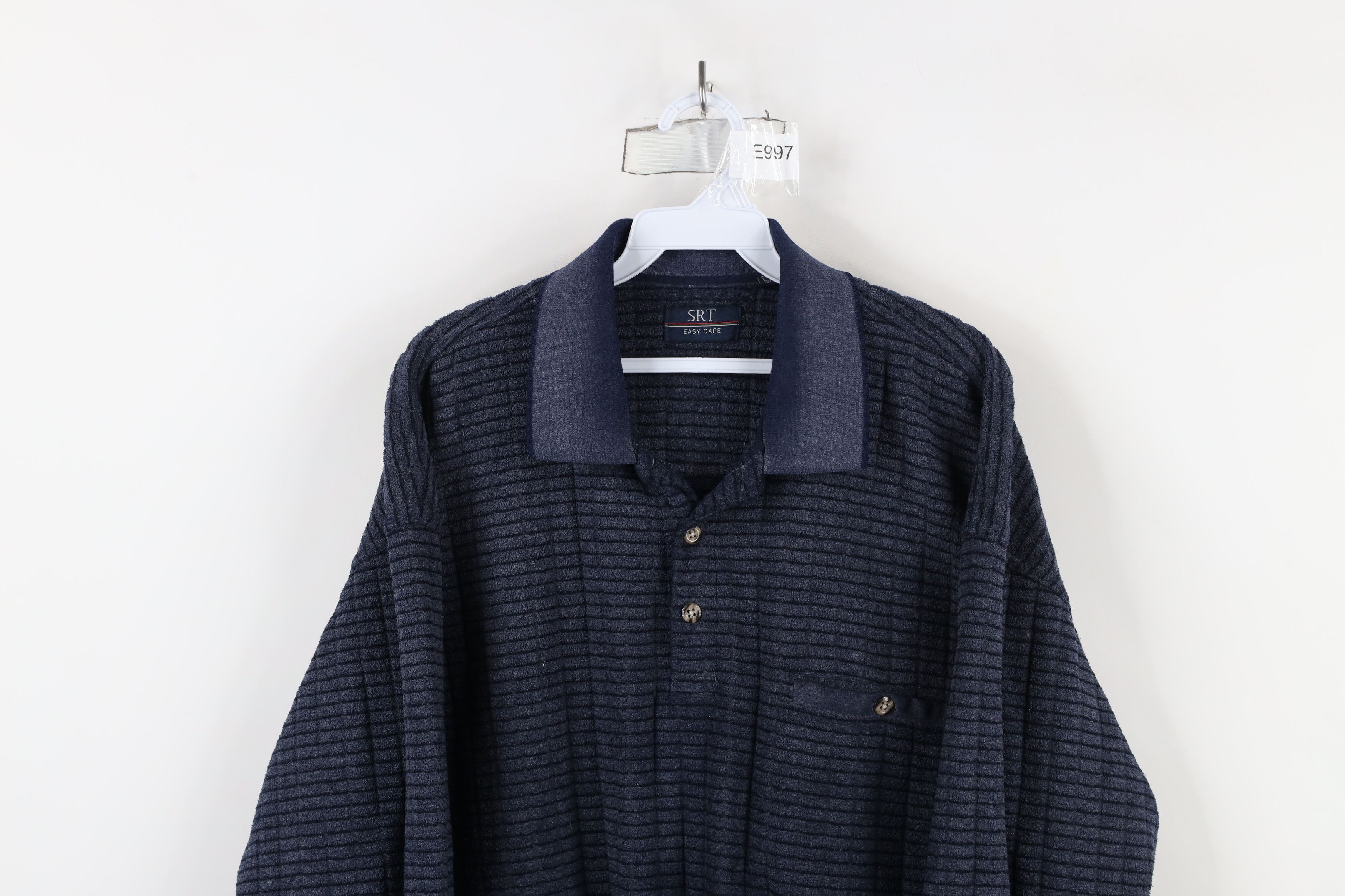 Vintage Vintage 90s Streetwear Textured Fleece Collared Sweatshirt Size US XL / EU 56 / 4 - 2 Thumbnail