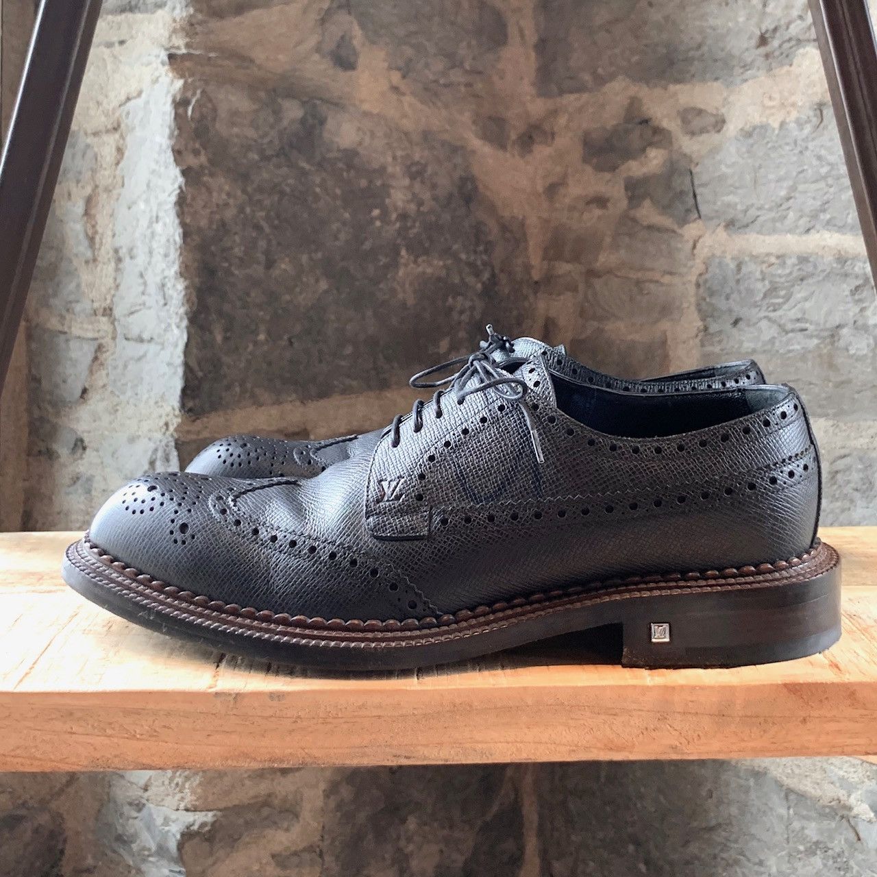 Louis Vuitton Louis Vuitton Derby Brogues Grey Leather Shoes Size US 8 / EU 41 - 5 Thumbnail