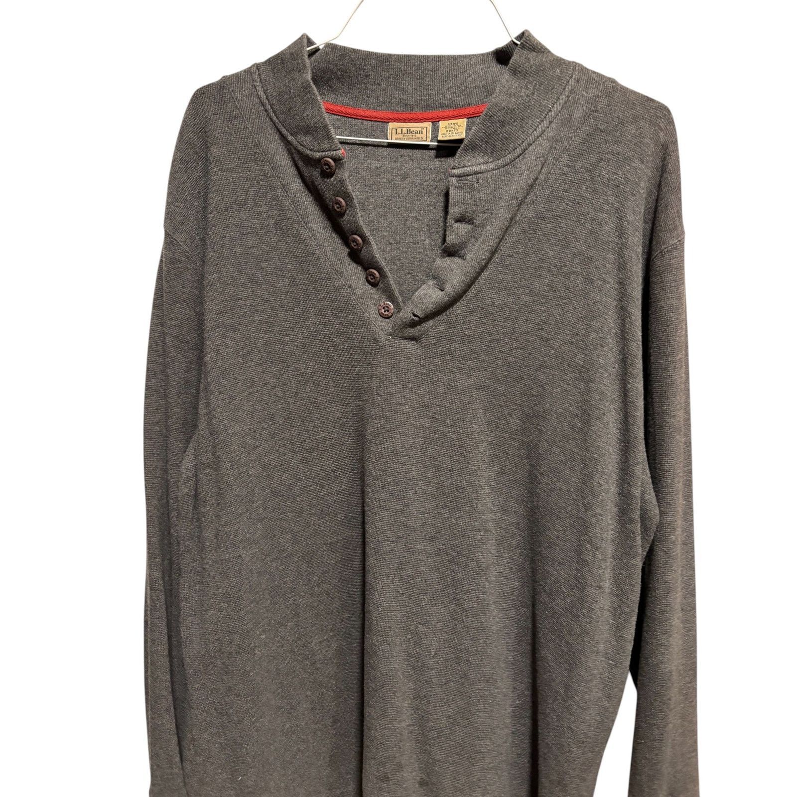 L.L. Bean L L Bean Mens Gray Waffle Signature Henley Shirt XLT Size US XL / EU 56 / 4 - 2 Thumbnail