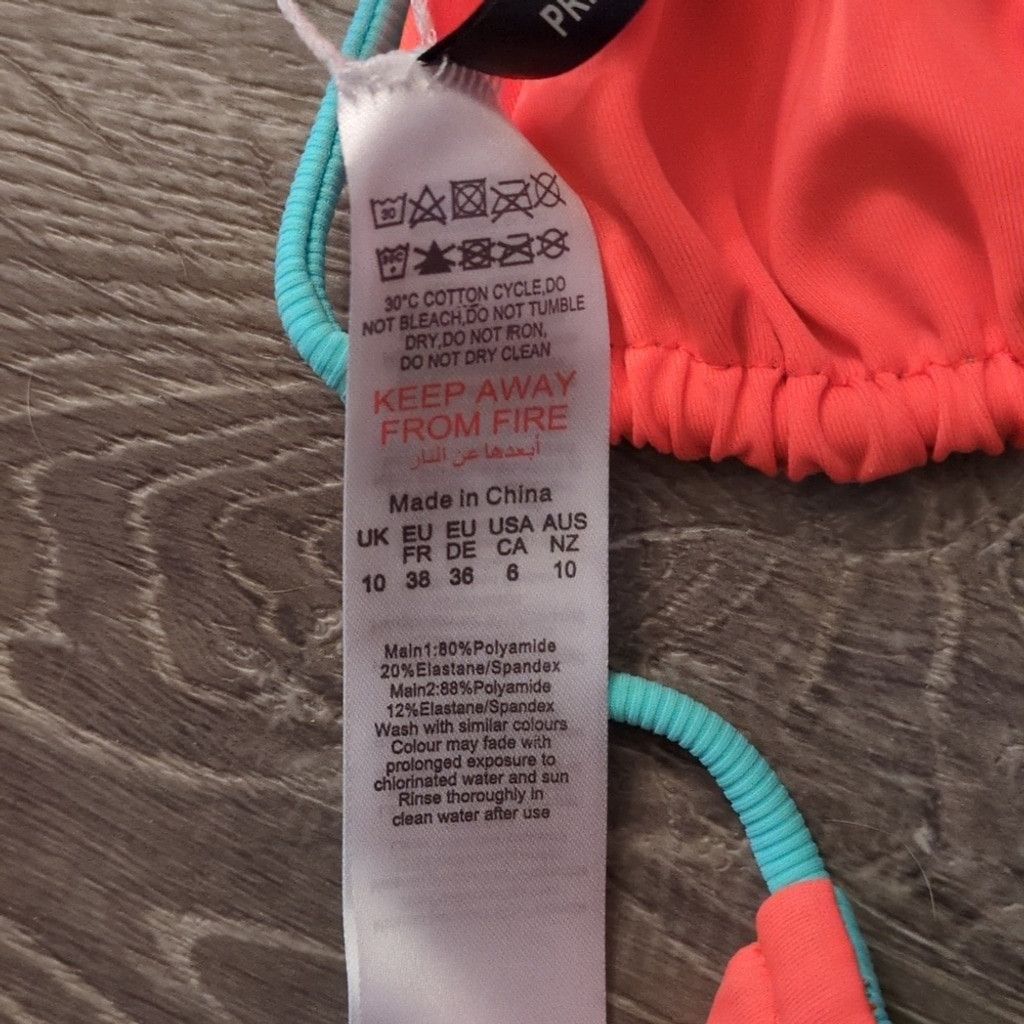 Other Prettylittlething Blue Orange Revers Rib Bikini Set Size 6 Size ONE SIZE - 4 Thumbnail