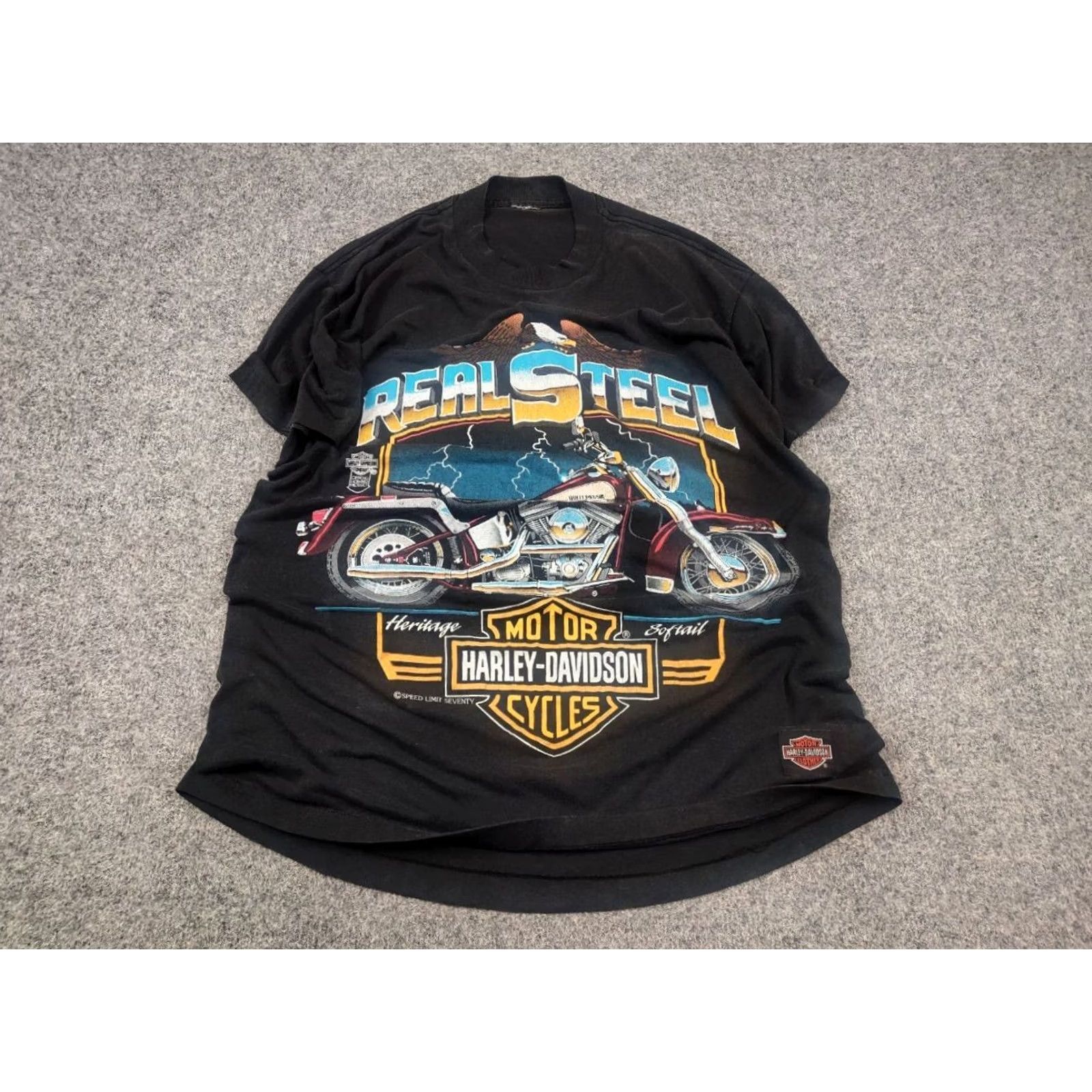 Harley Davidson Vintage 80's Harley-Davidson T-shirt Real Steel Heritage Softail Speed Limit Tee Size US M / EU 48-50 / 2 - 4 Thumbnail