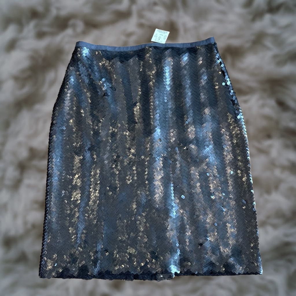 J.Crew VINTAGE? No. NWT Women J.Crew Pencil Skirt Sequins Black Silver sz 6 Size 28" / US 6 / IT 42 - 1 Thumbnail