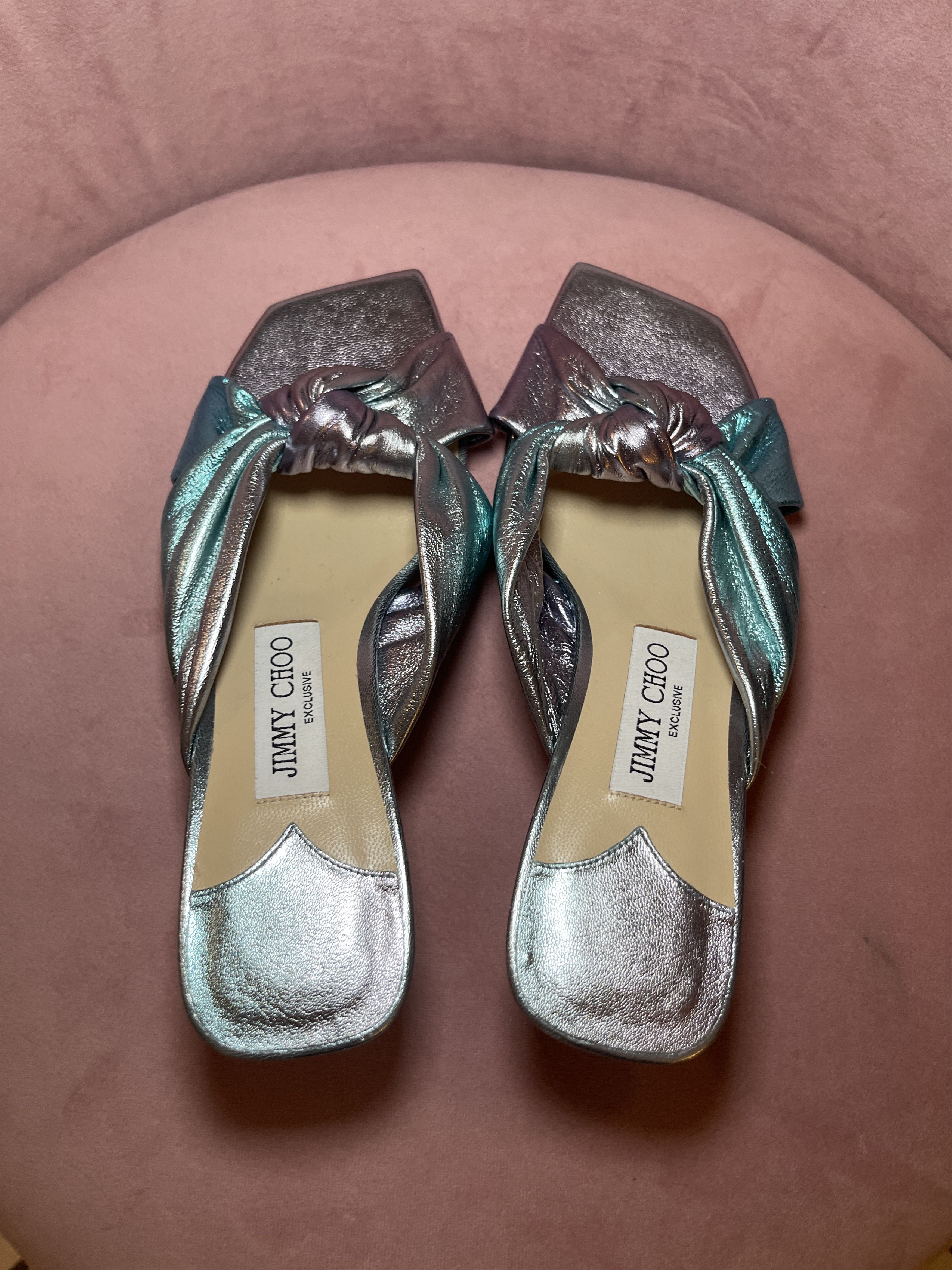 Jimmy Choo Jimmy Choo Avenue Ombre Blue Sandal Mules Kitten Heel Size US 4.5 / IT 34.5 - 2 Thumbnail