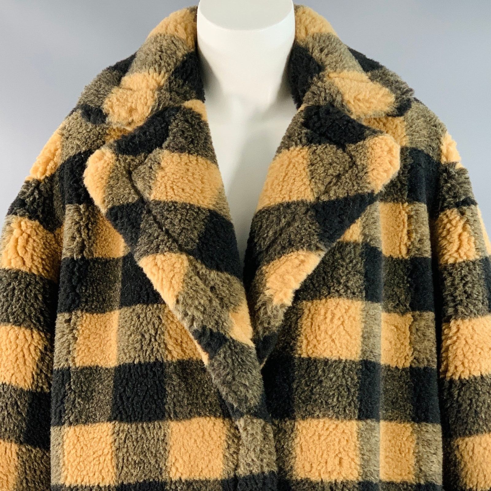 STAND STUDIO STAND STUDIO Maria Tan Black Wool Checkered Notch Lapel Coat Size S / US 4 / IT 40 - 2 Thumbnail