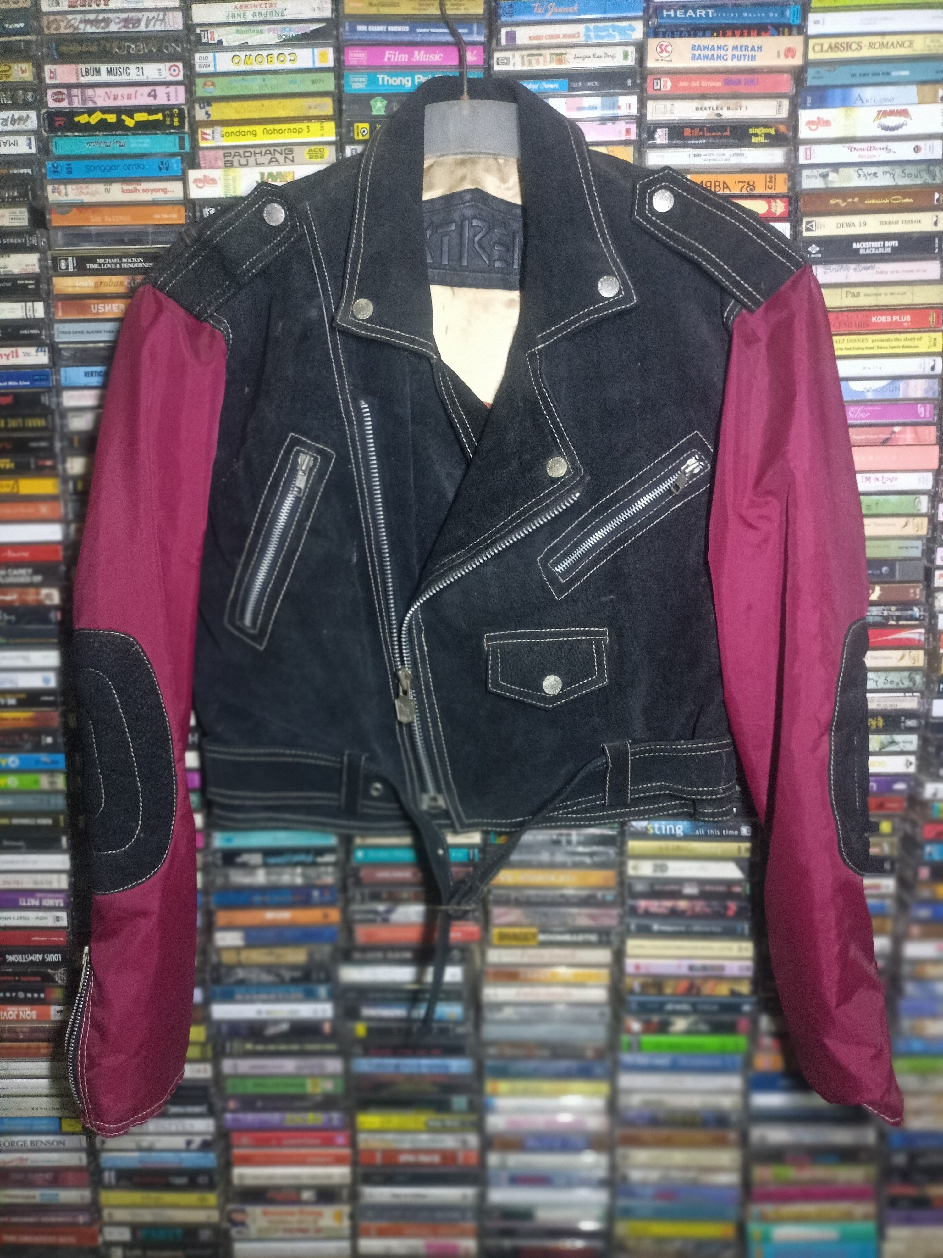 Other Vintage 90s leather suede Biker Jacket Contrast Sleeves Size M / US 6-8 / IT 42-44 - 1 Thumbnail
