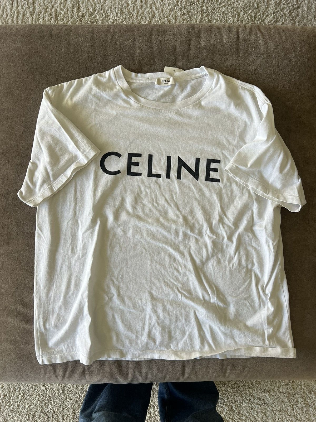 image of Celine Logo T in White, Men's (Size XL)