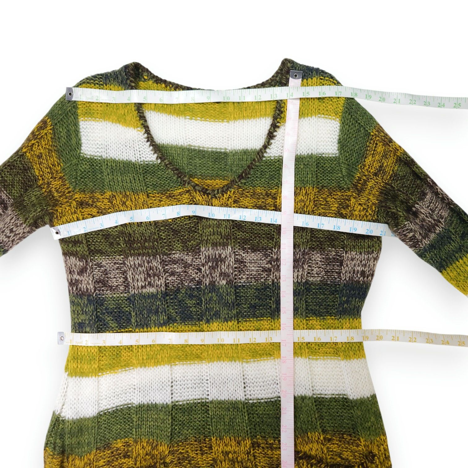 Other Ultra Flirt Striped V‑Neck Sweater Dress Green White XL EUC Size XL / US 12-14 / IT 48-50 - 6 Thumbnail