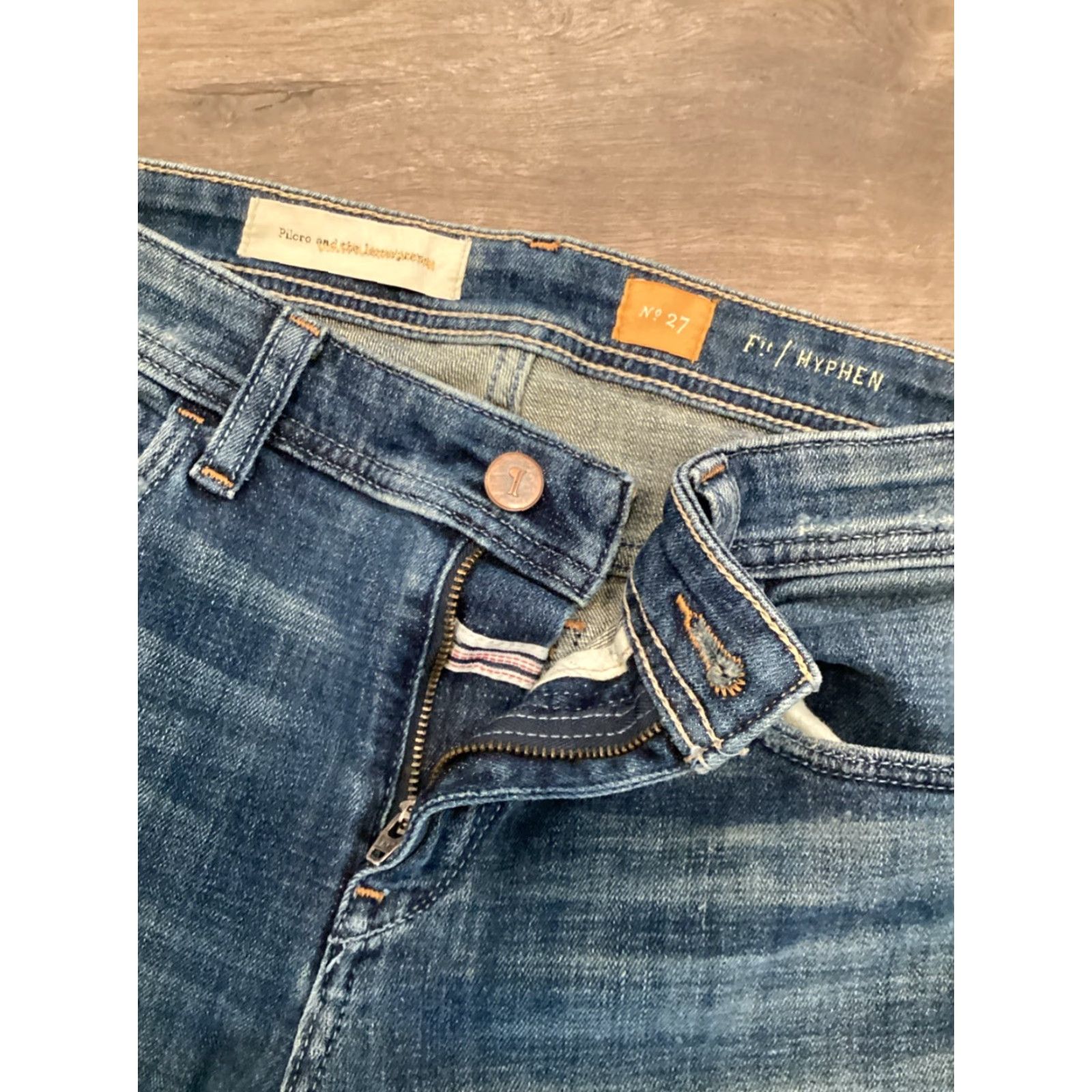 Anthropologie ANTHROPOLOGIE Pilcro & Fit Hyphen Lettermen Denim Jeggings Size 27 Blue Women's Size 27" / US 4 / IT 40 - 5 Thumbnail