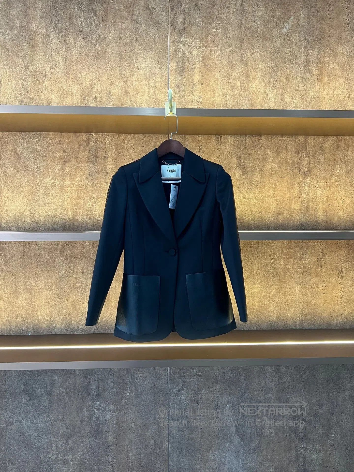 Fendi FENDI Blazer with leather patch pockets and repeating logo Size XS / US 0-2 / IT 36-38 - 1 Thumbnail