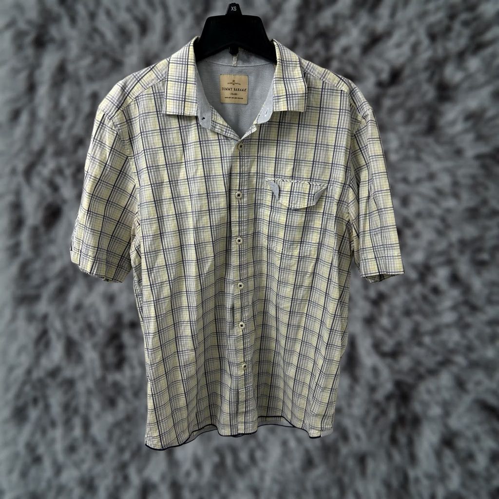 Tommy Bahama VINTAGE Tommy Bahama Button-Up Shirt Mens L Plaid Yellow Blue Island Zone Beach Short Sleeve Button-Down Pockets Casual Summer Spring Cotton Oxford Size US L / EU 52-54 / 3 - 1 Thumbnail