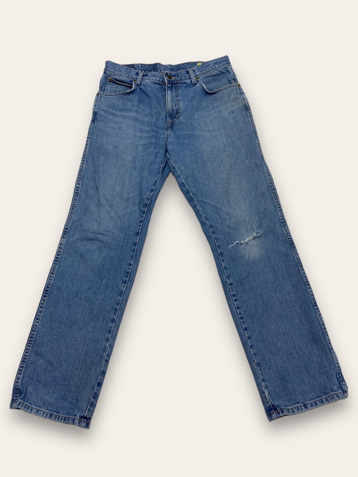 Jean Vintage WRANGLER Denim Baggy Jeans Light Blue Size US 32 / EU 48 - 2 Thumbnail