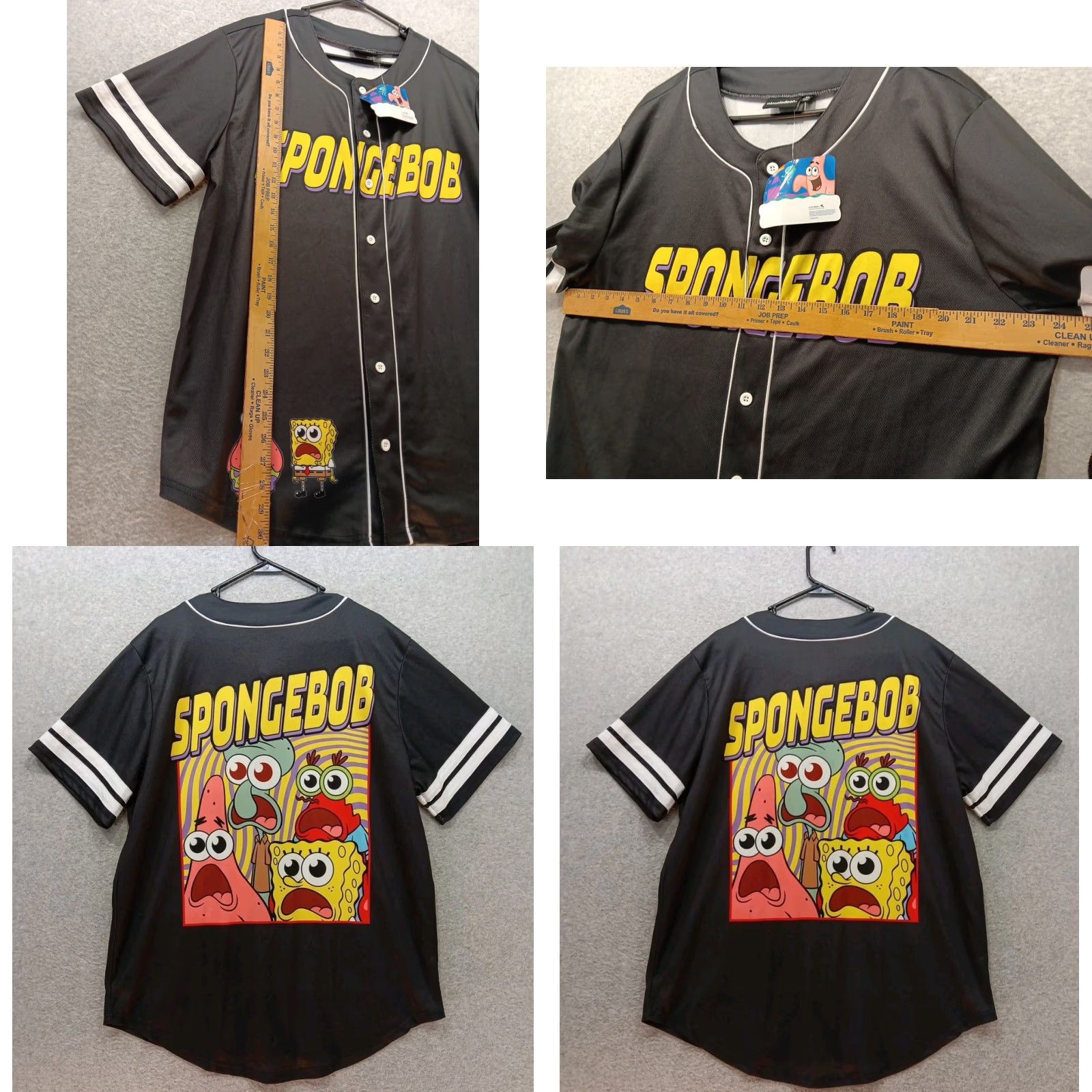 Nickelodeon Nickelodeon Spongebob Squarepants Baseball Jersey Men's XL Black Button Up Shirt Size US XL / EU 56 / 4 - 8 Thumbnail